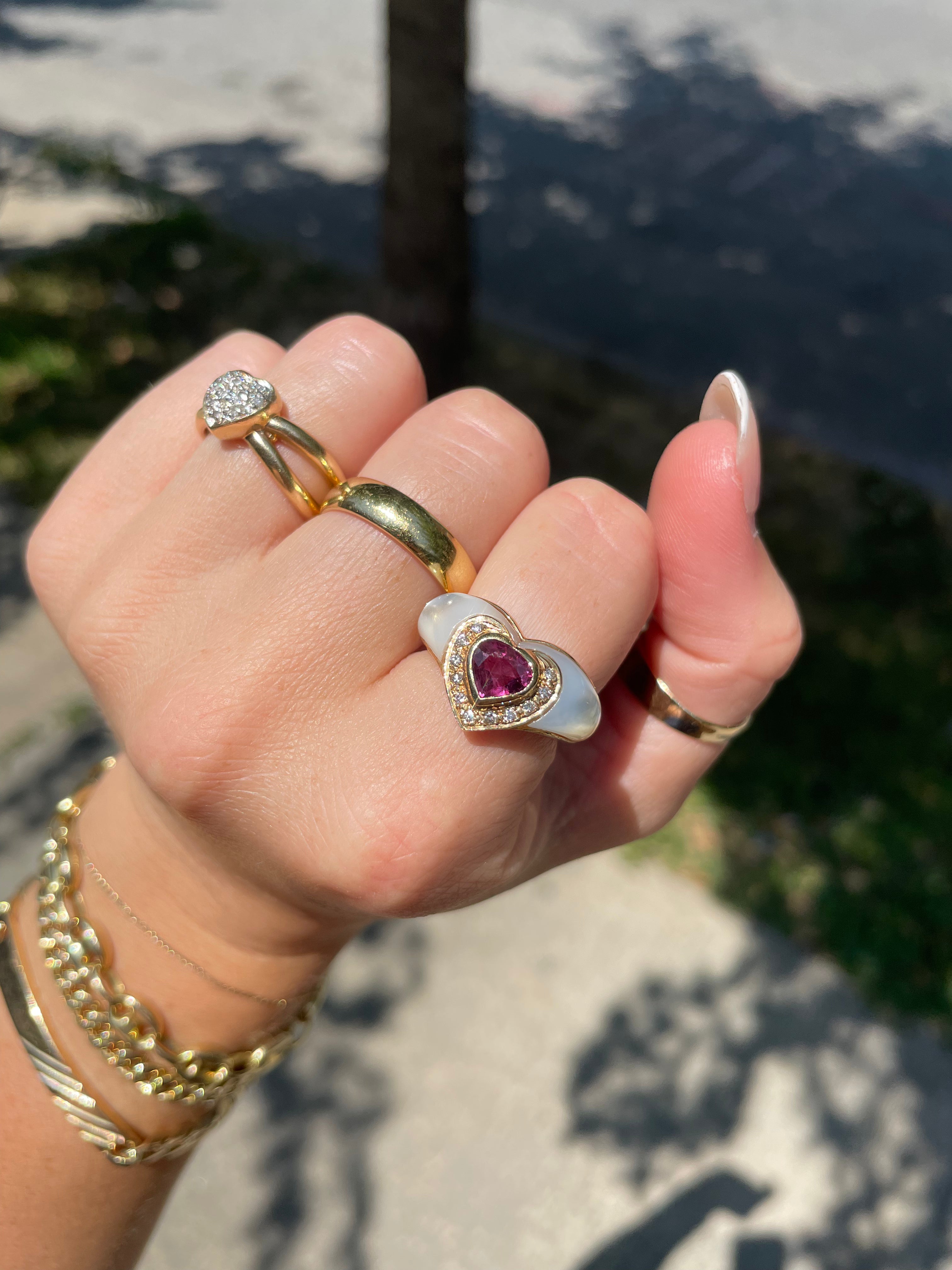 Mother of Pearl Ruby Heart Ring