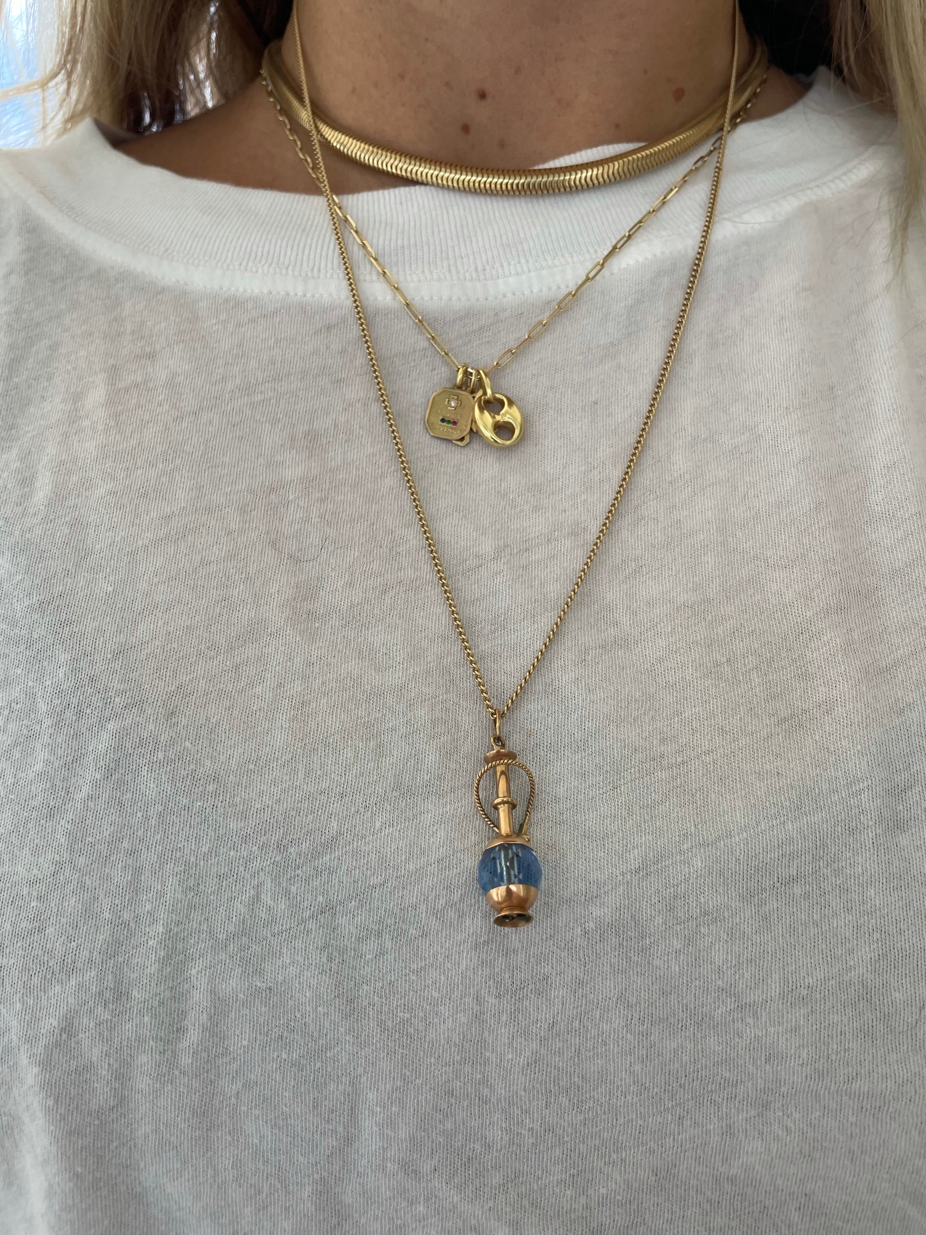 Vintage aquamarine hookah charm