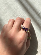 Double Amethyst Heart Ring