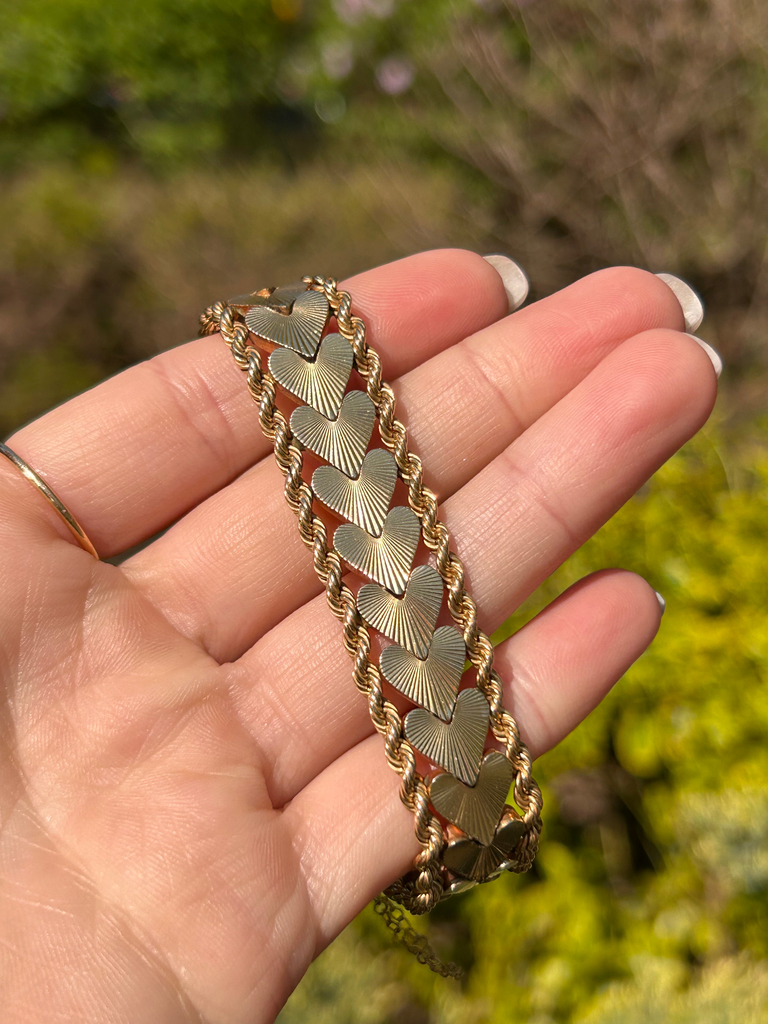 Engine Turned Heart Bracelet