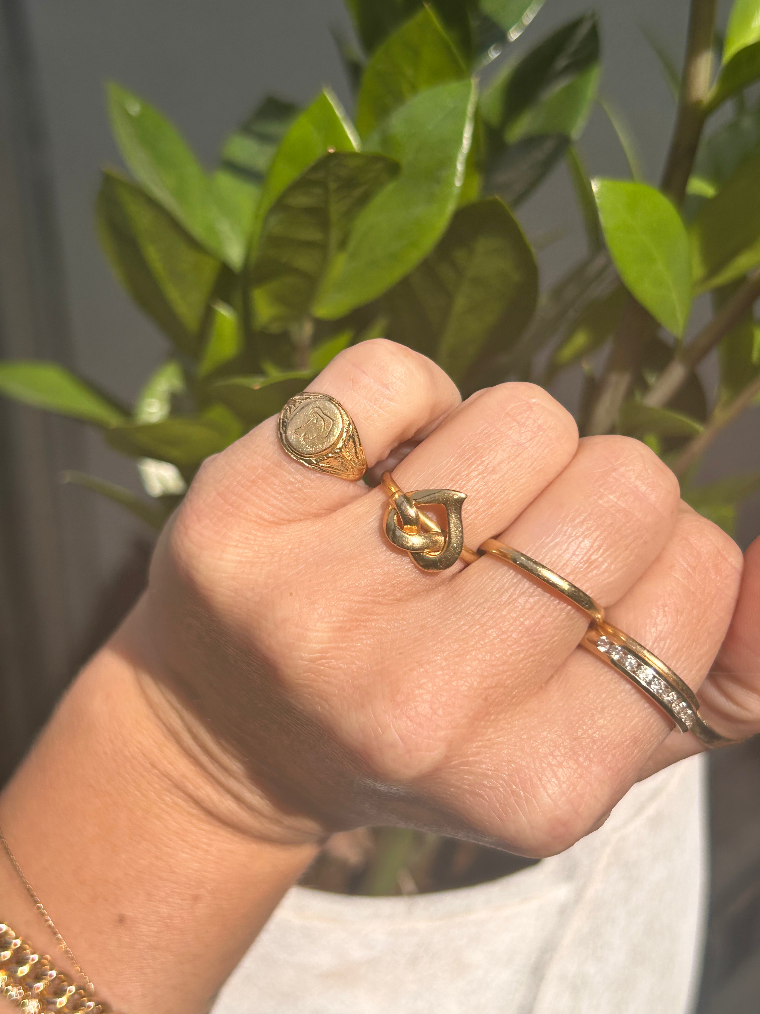 Knotted Heart Adjustable Ring