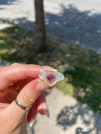 Mother of Pearl Ruby Heart Ring