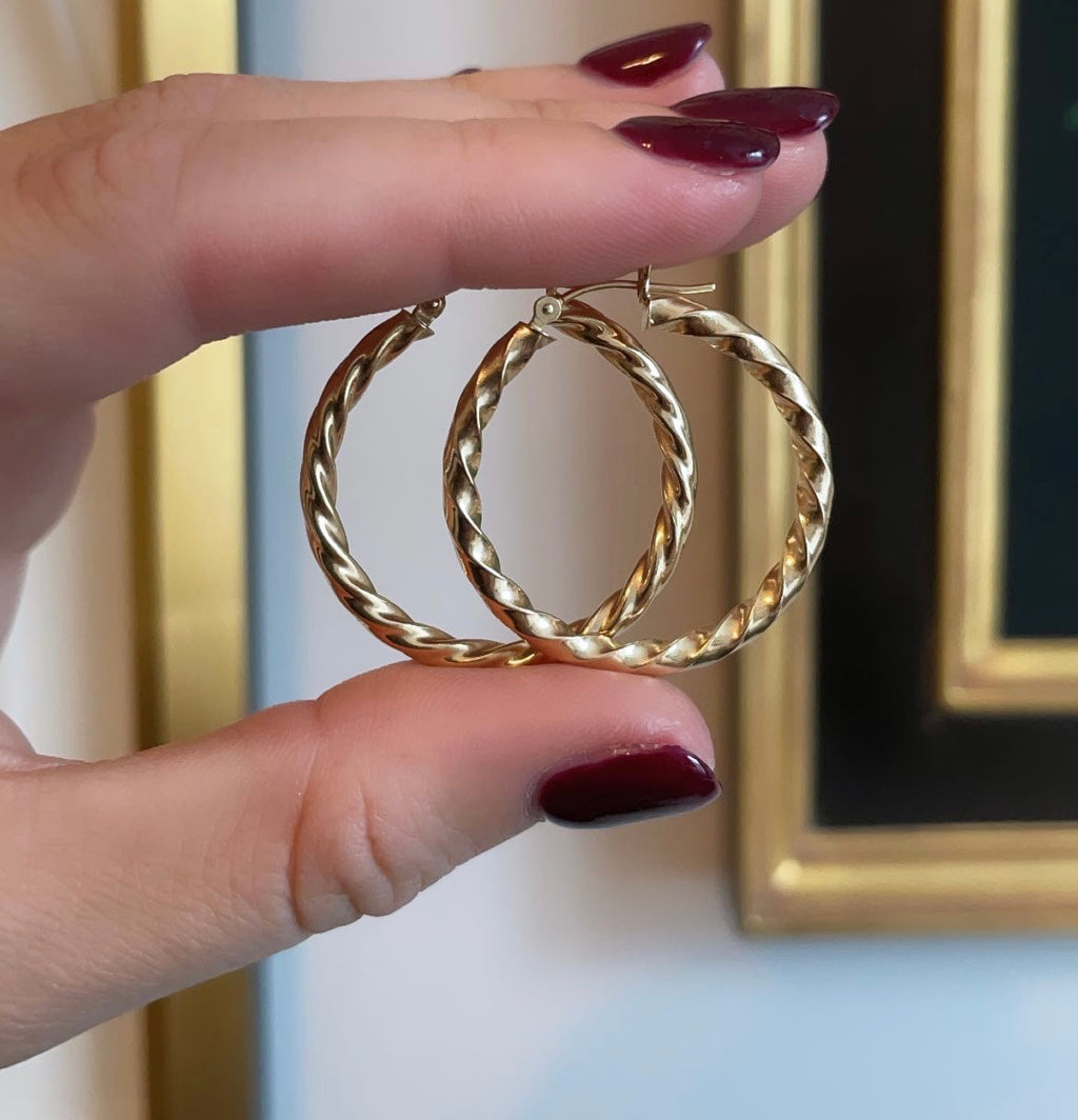 Vintage Large Chunky Twisted Hoop