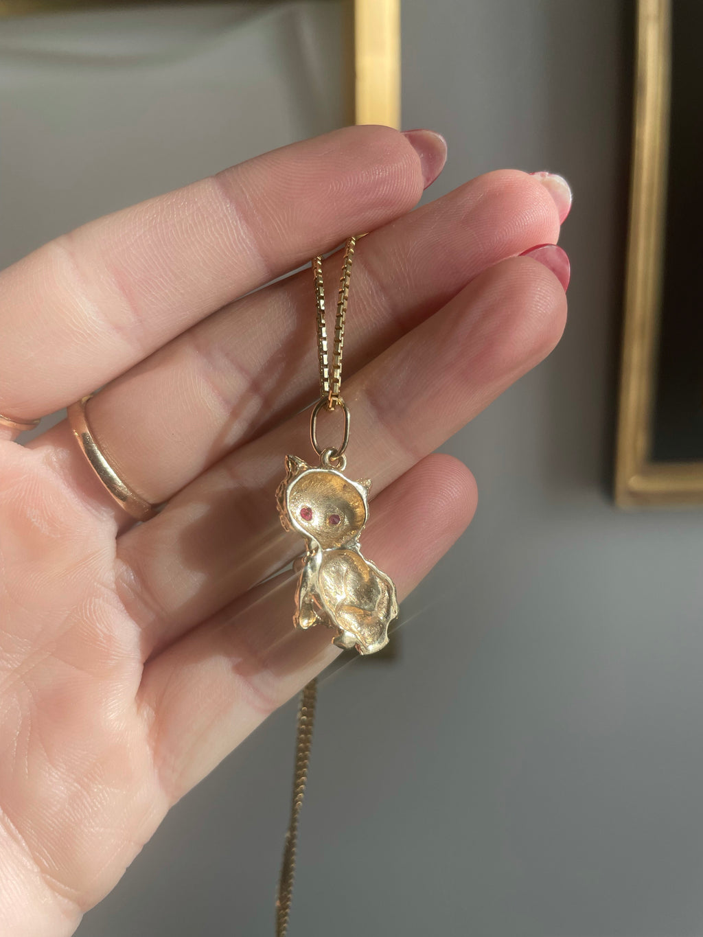 Vintage Ruby Cat pendant