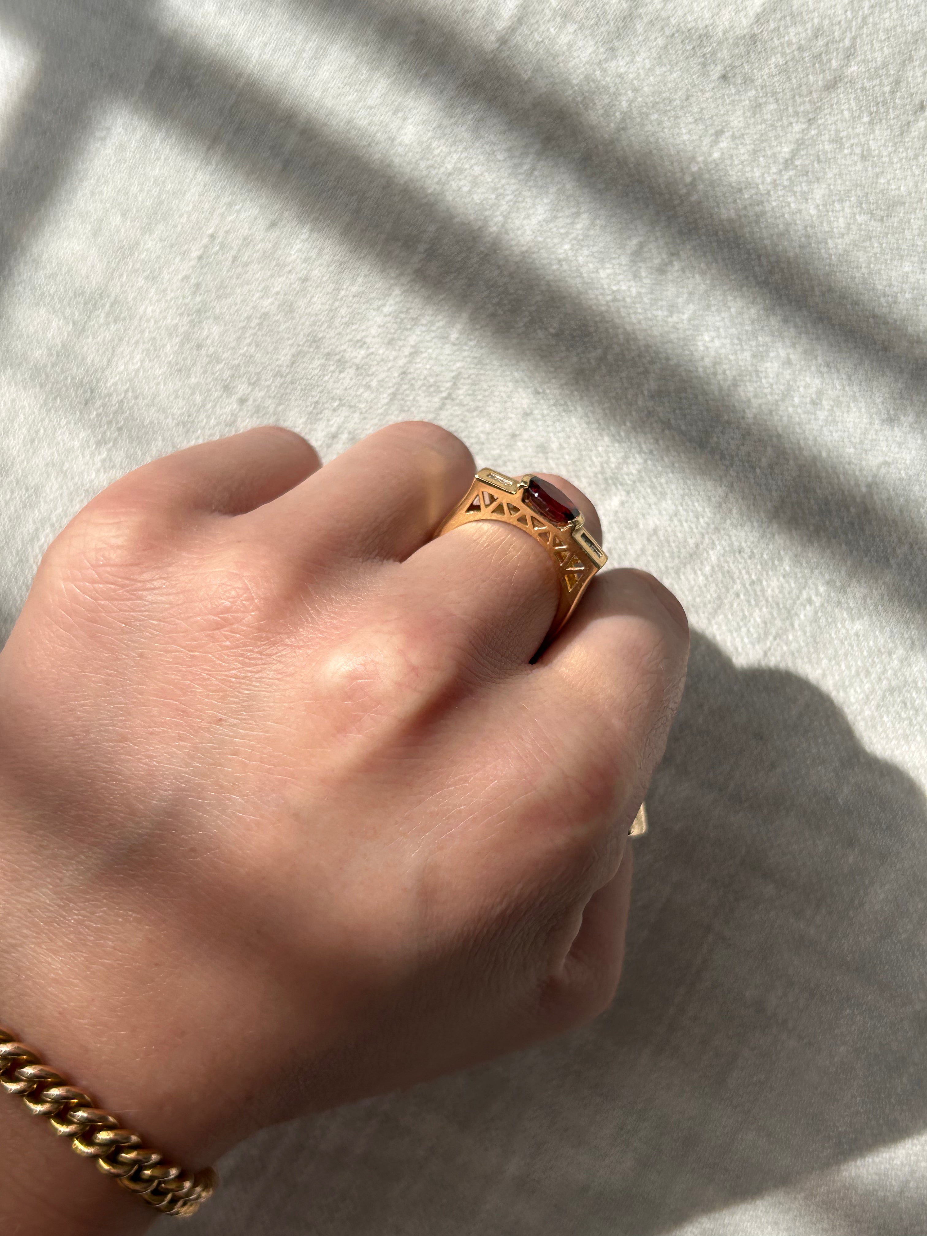 Ruby Square Diamond Ring