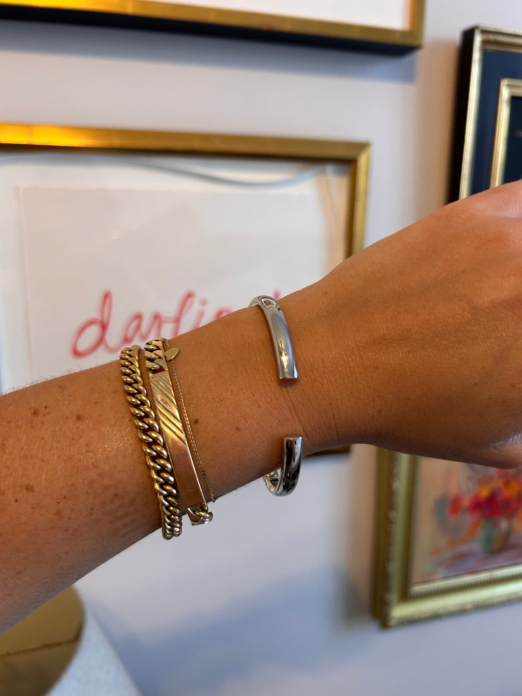 White Gold Snap Bangle