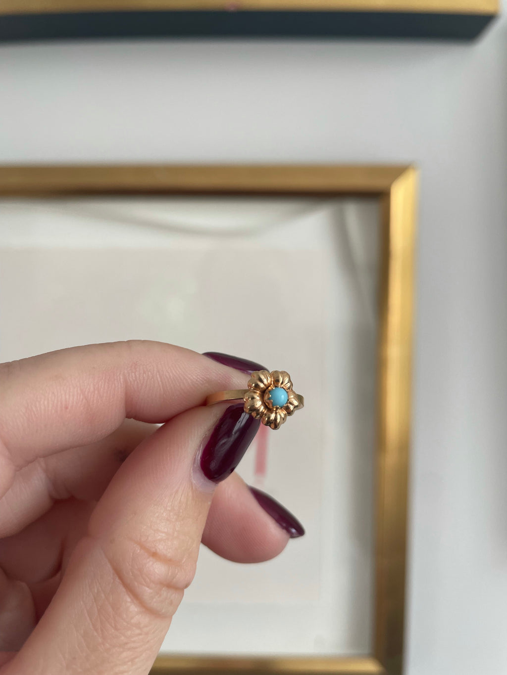 Vintage Enamel Flower Pinky Ring