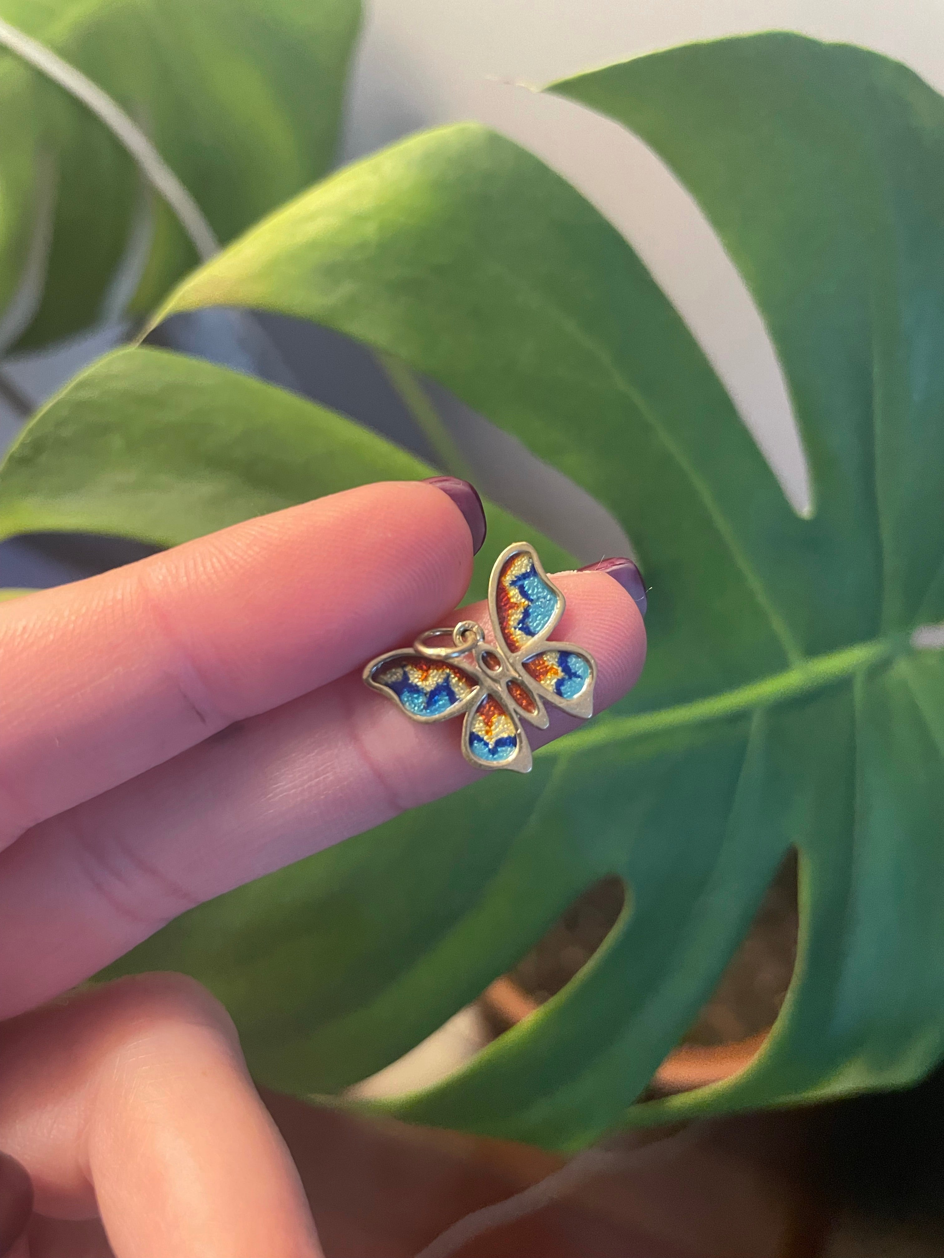 Vintage Rainbow Enamel Butterfly