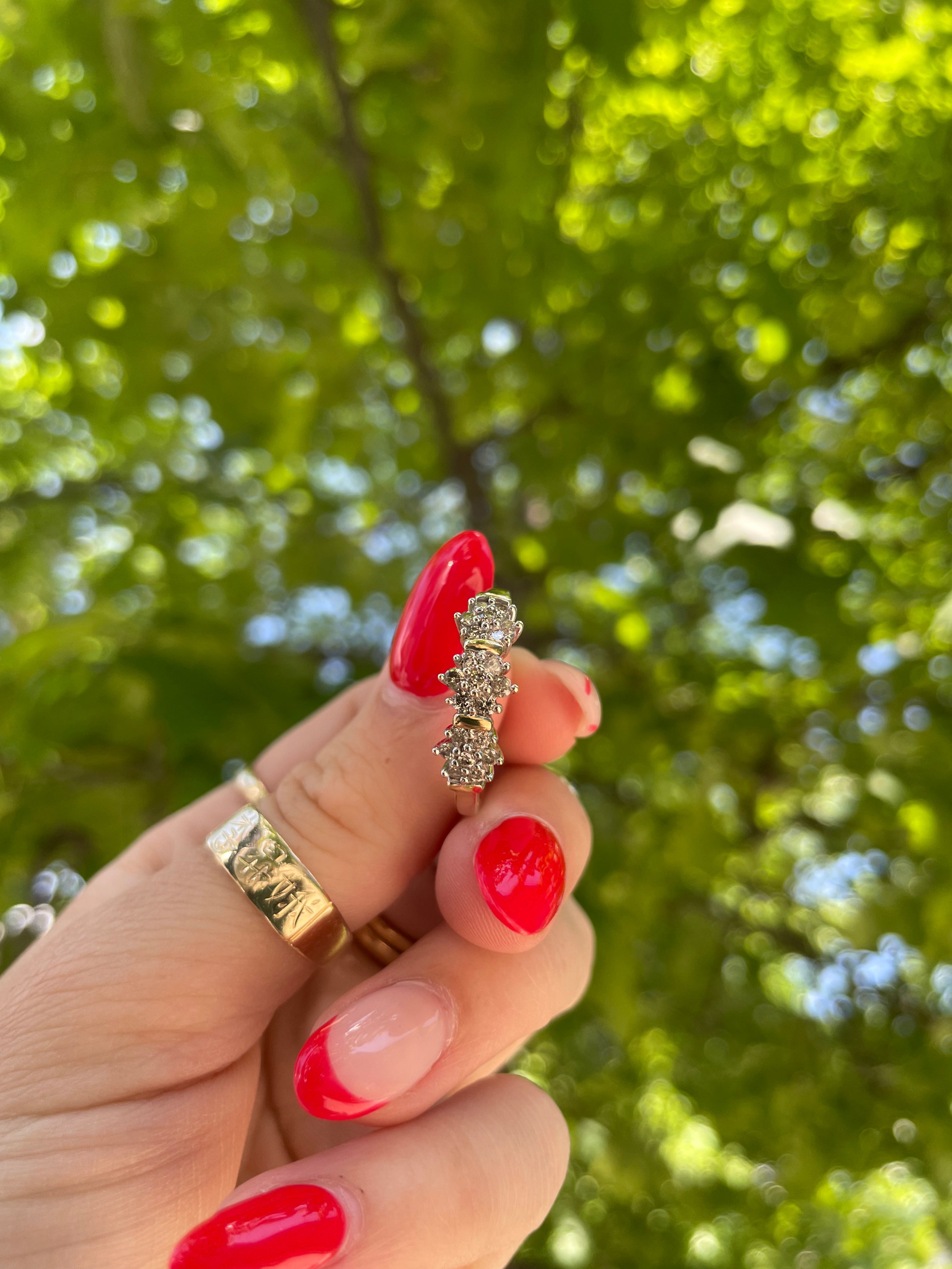 Vintage Floral Diamond Cluster Ring