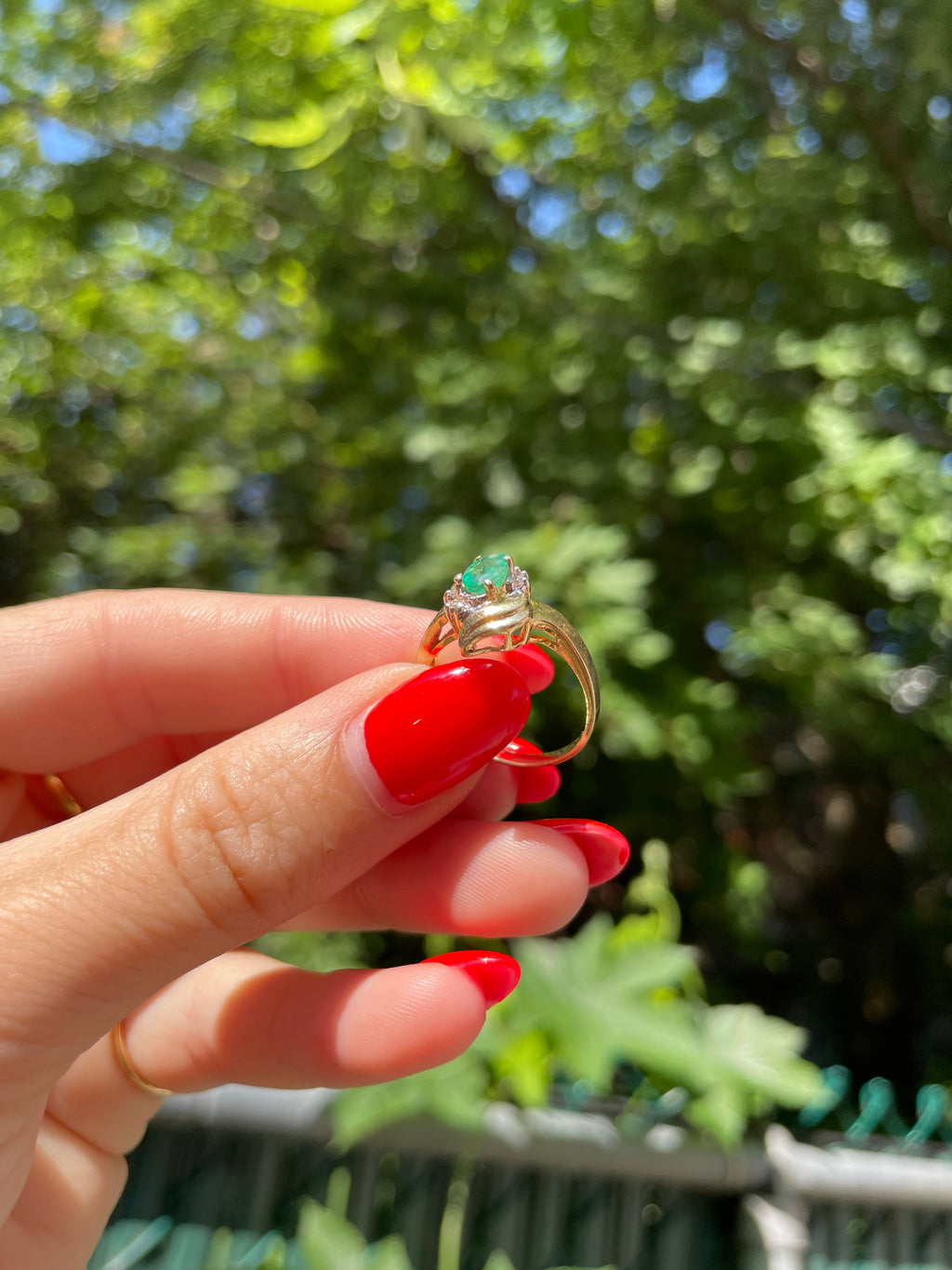 Vintage Emerald & Diamond Ring, size 6