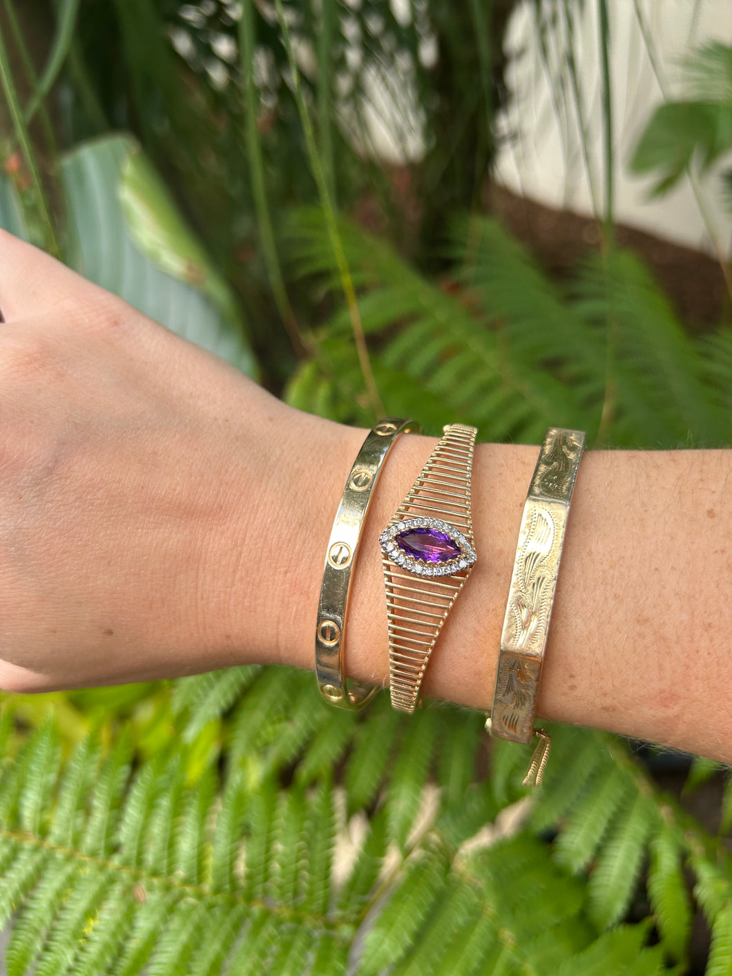 Amethyst Diamond Bangle