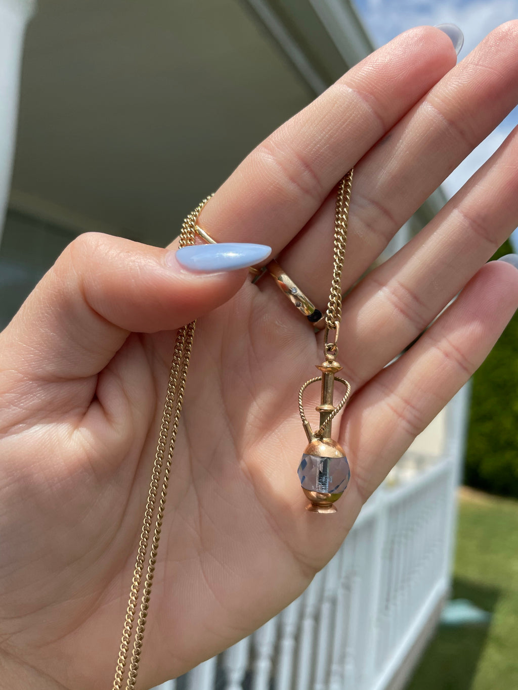 Vintage aquamarine hookah charm
