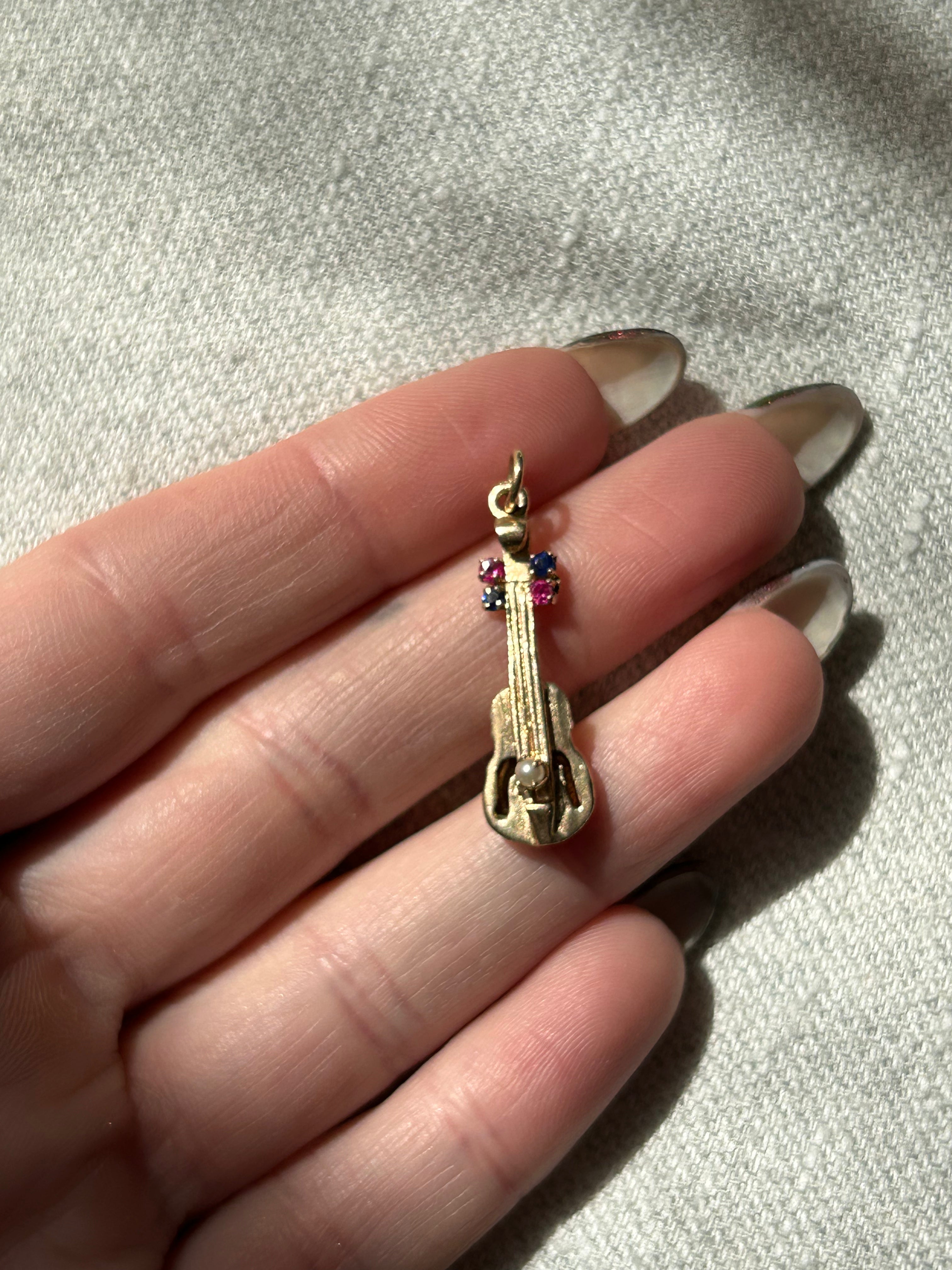 Gemstone Violin Charm