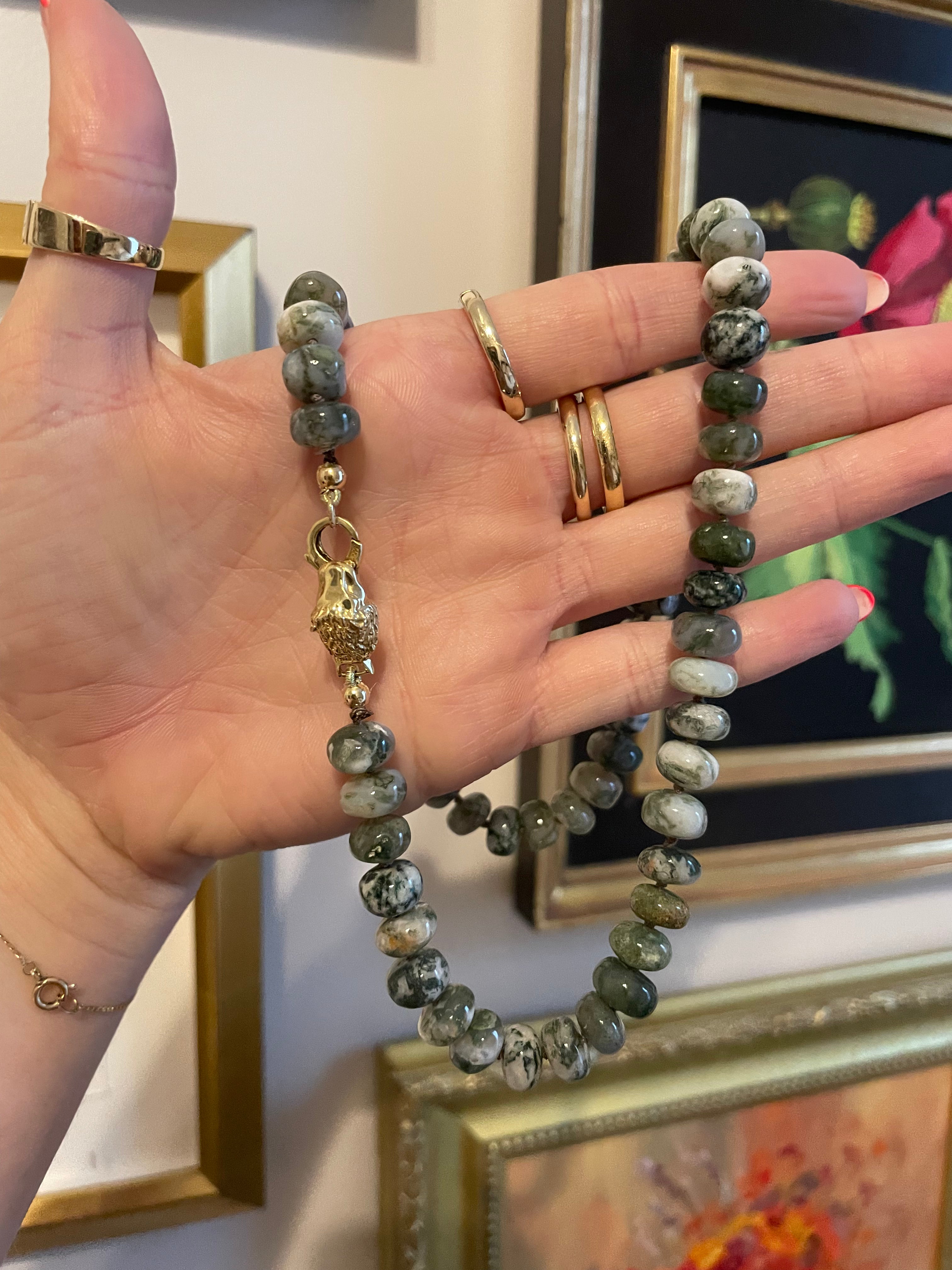 Moss Agate Lion Necklace