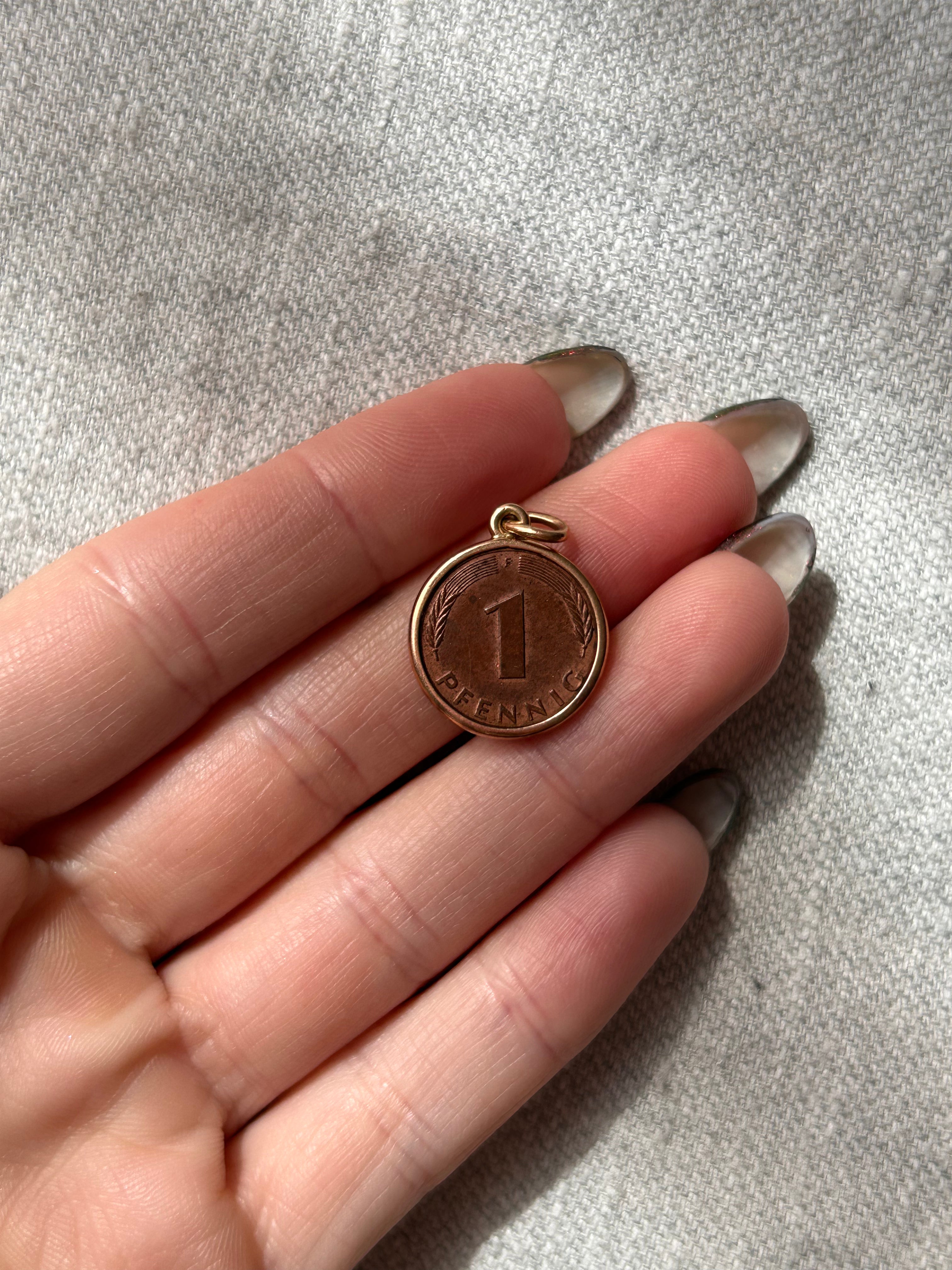 German 1 Cent Coin Charm