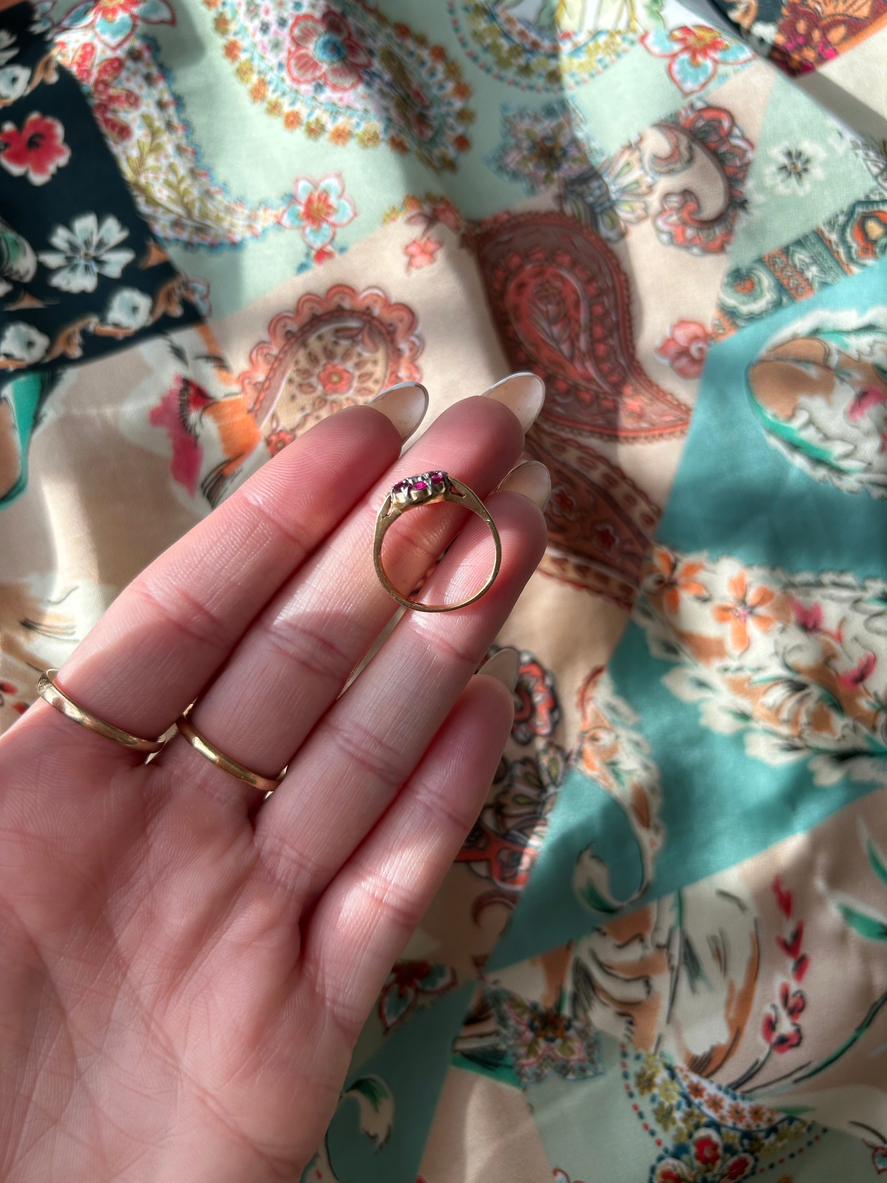 Ruby Diamond Flower Ring