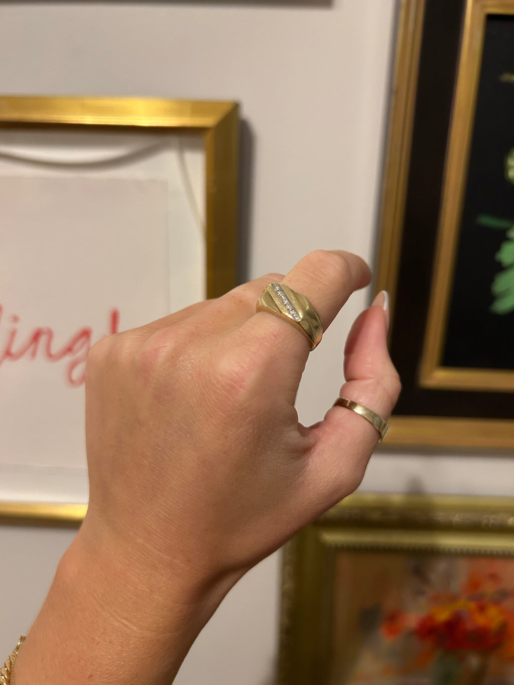 Diamond Square Signet Ring