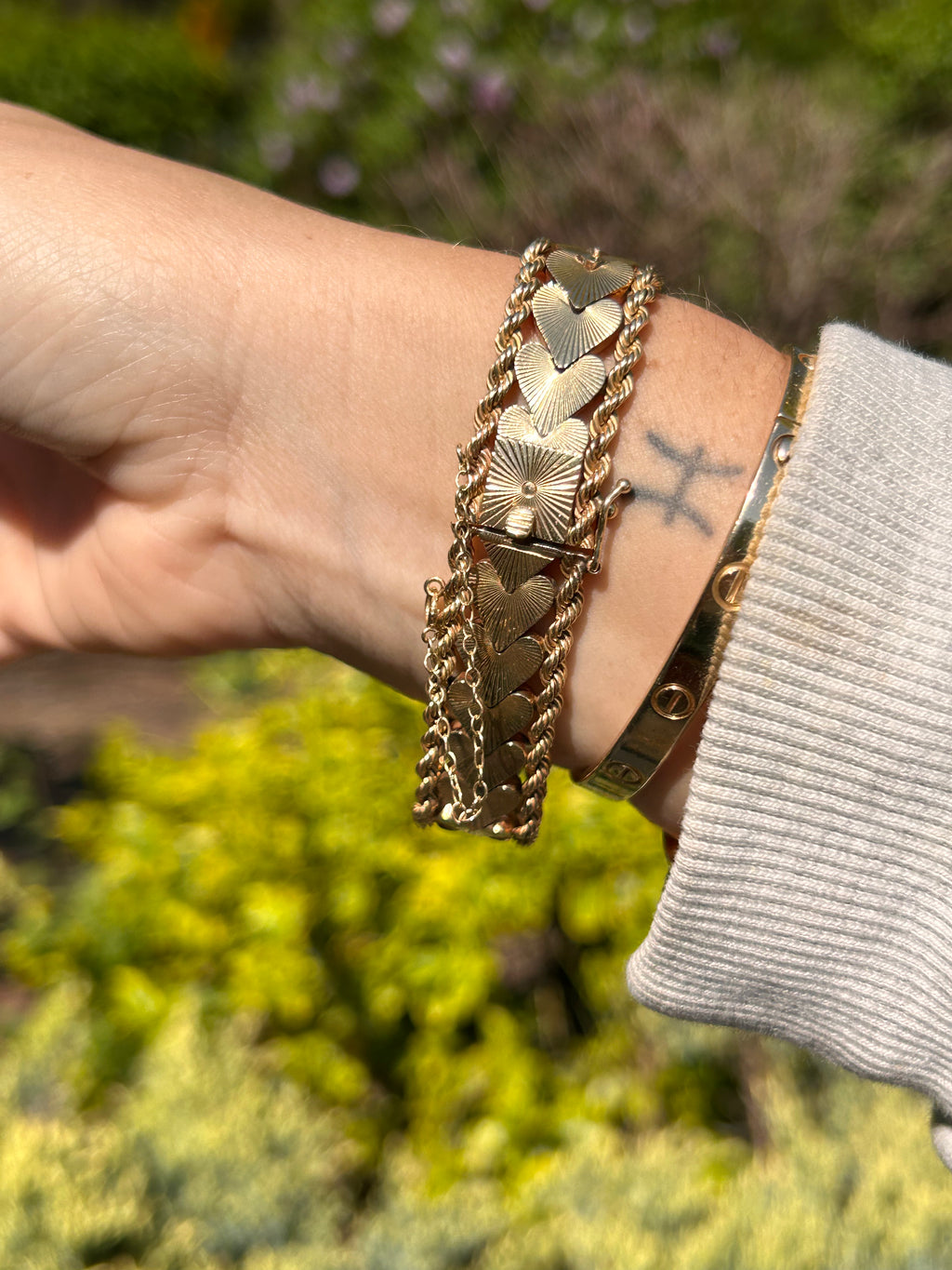 Engine Turned Heart Bracelet