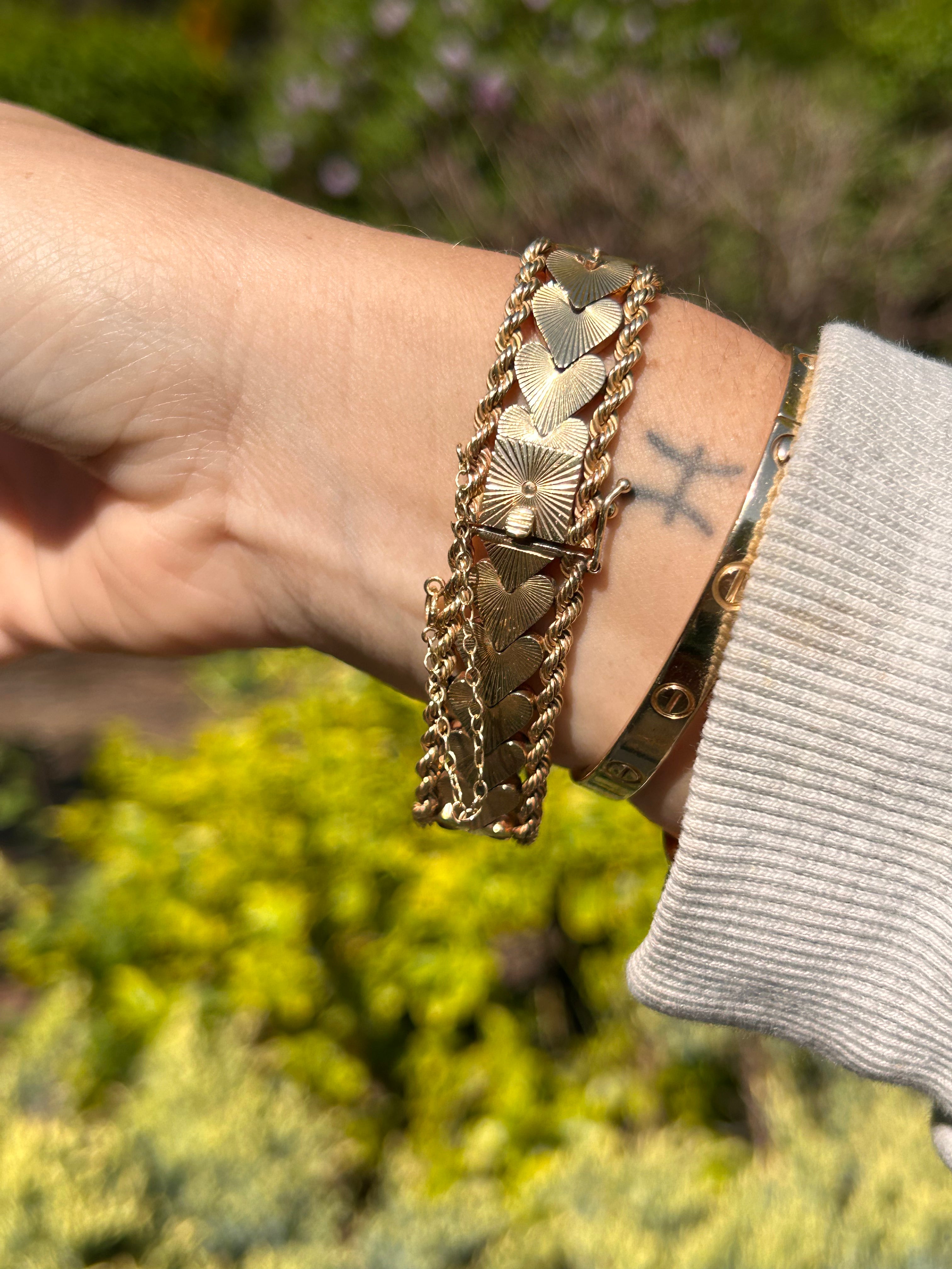 Engine Turned Heart Bracelet