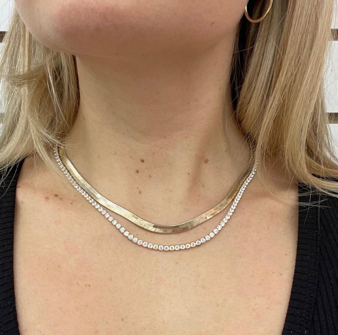 Sapphire tennis necklace