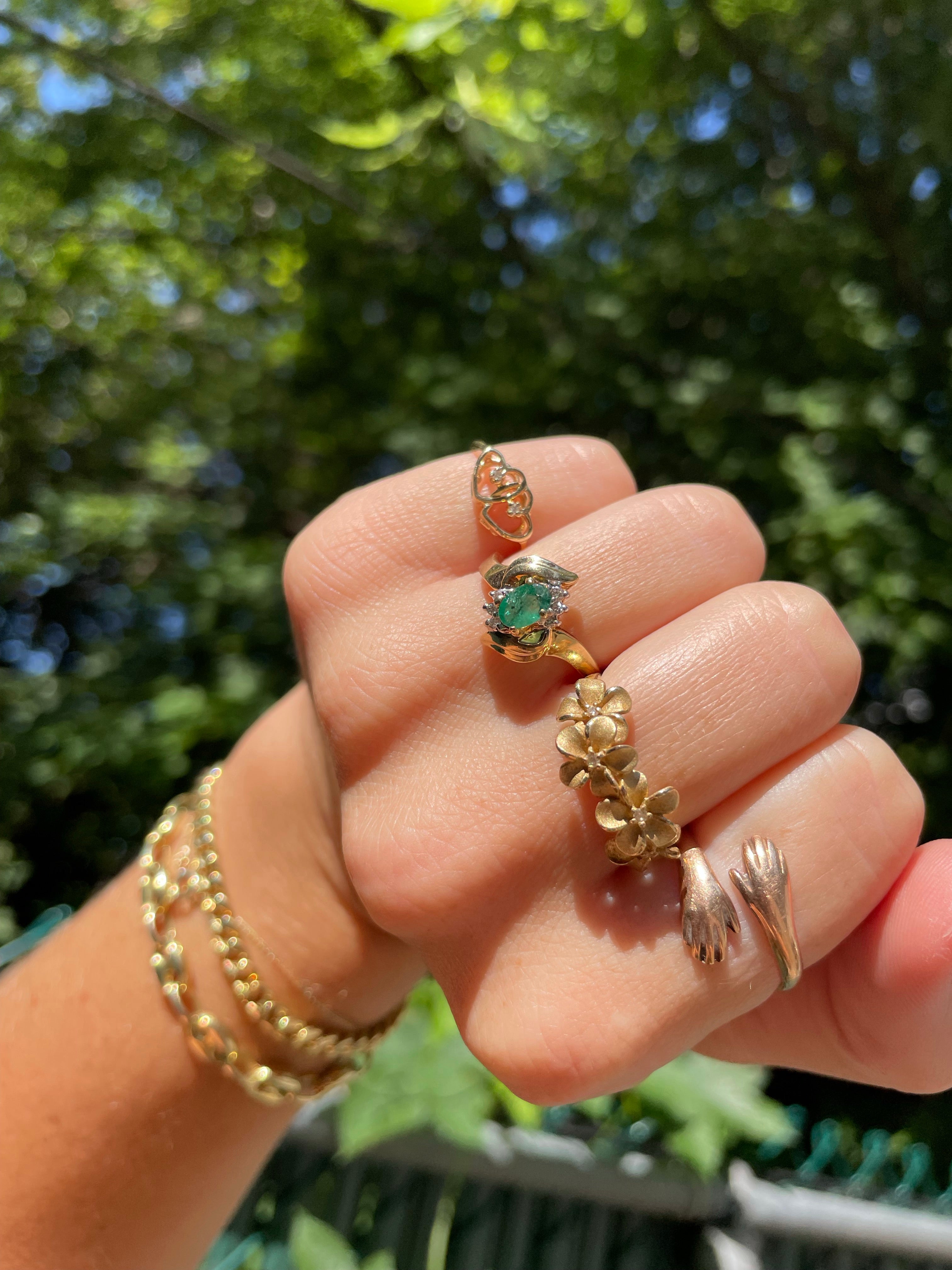 Vintage Emerald & Diamond Ring, size 6