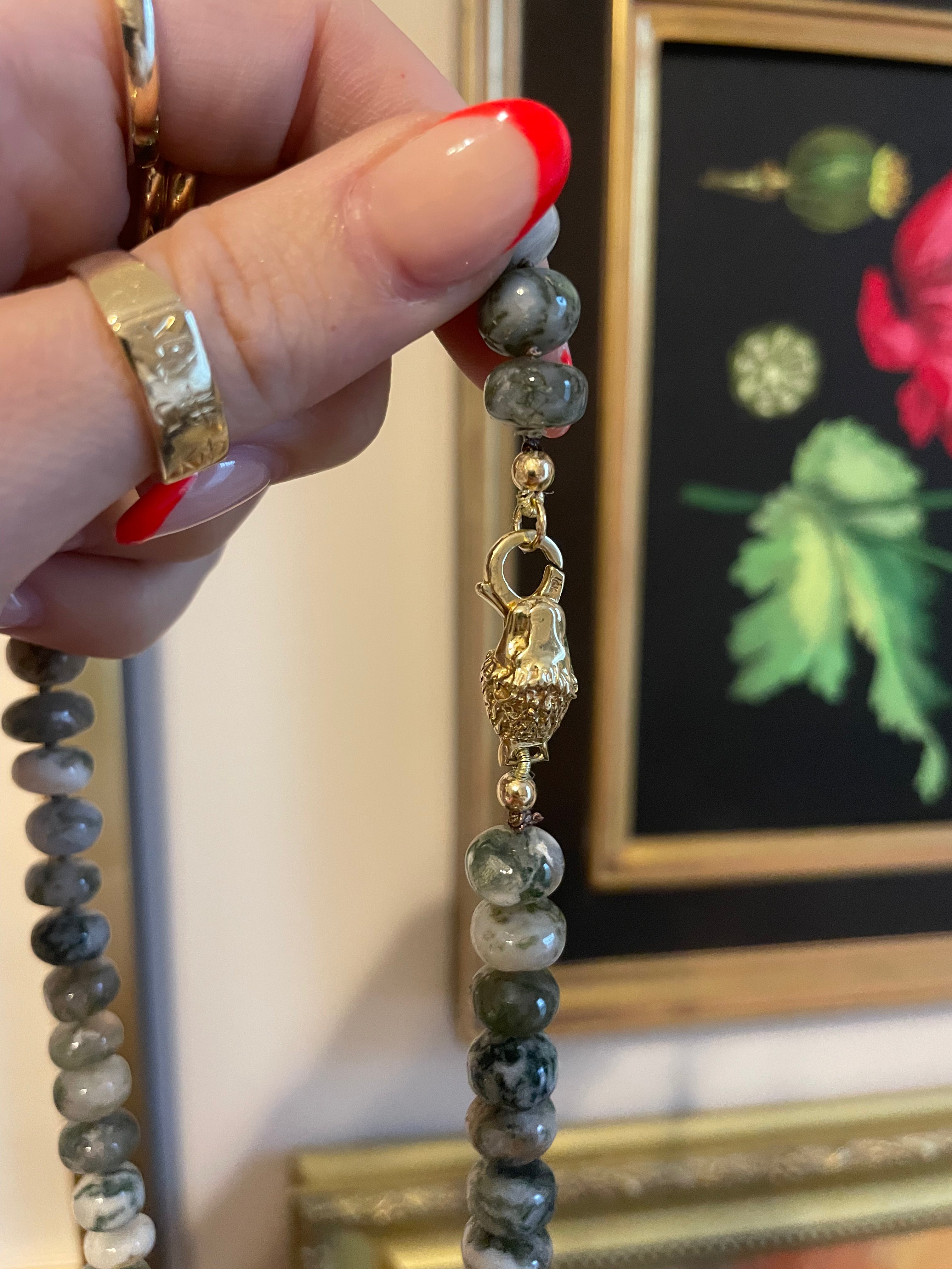Moss Agate Lion Necklace