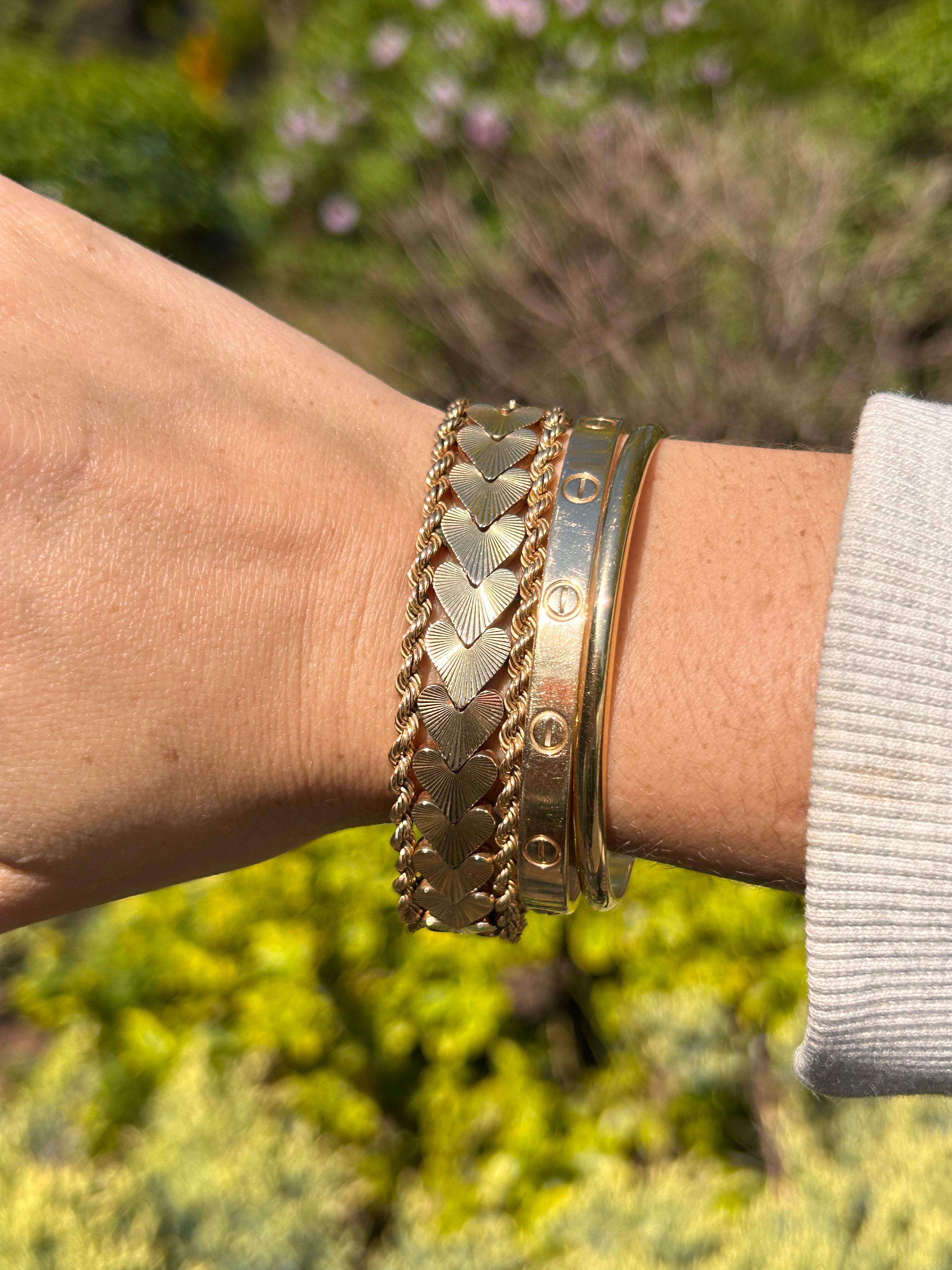 Engine Turned Heart Bracelet