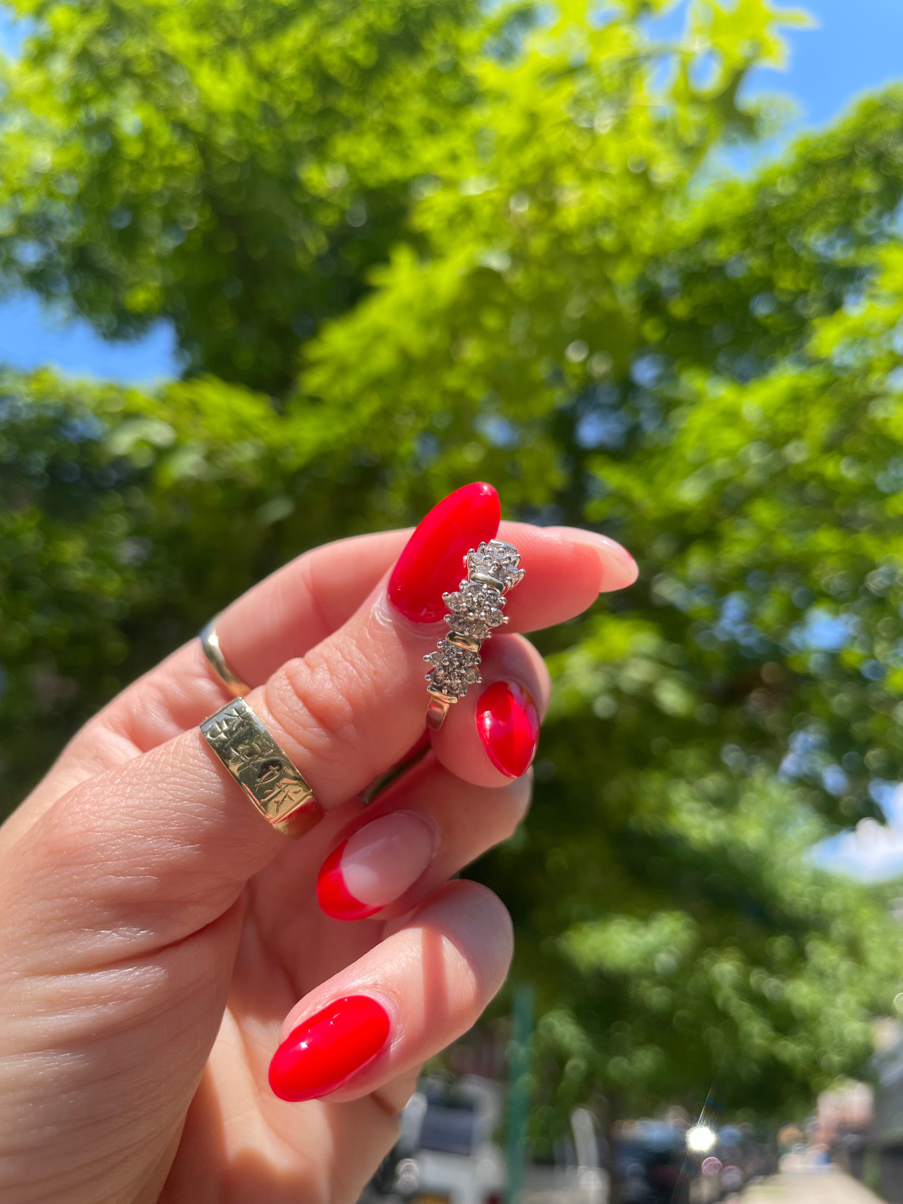 Vintage Floral Diamond Cluster Ring