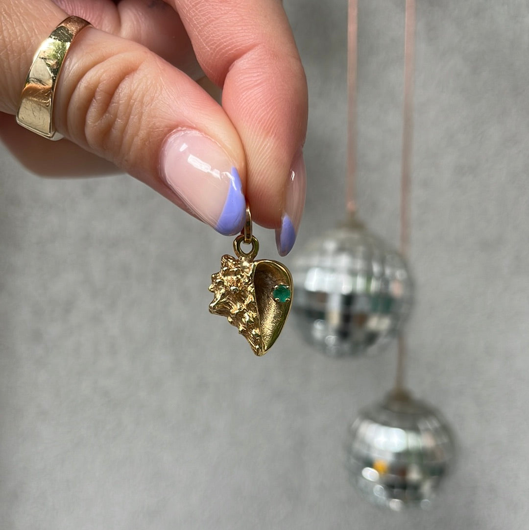 Emerald Conch Charm