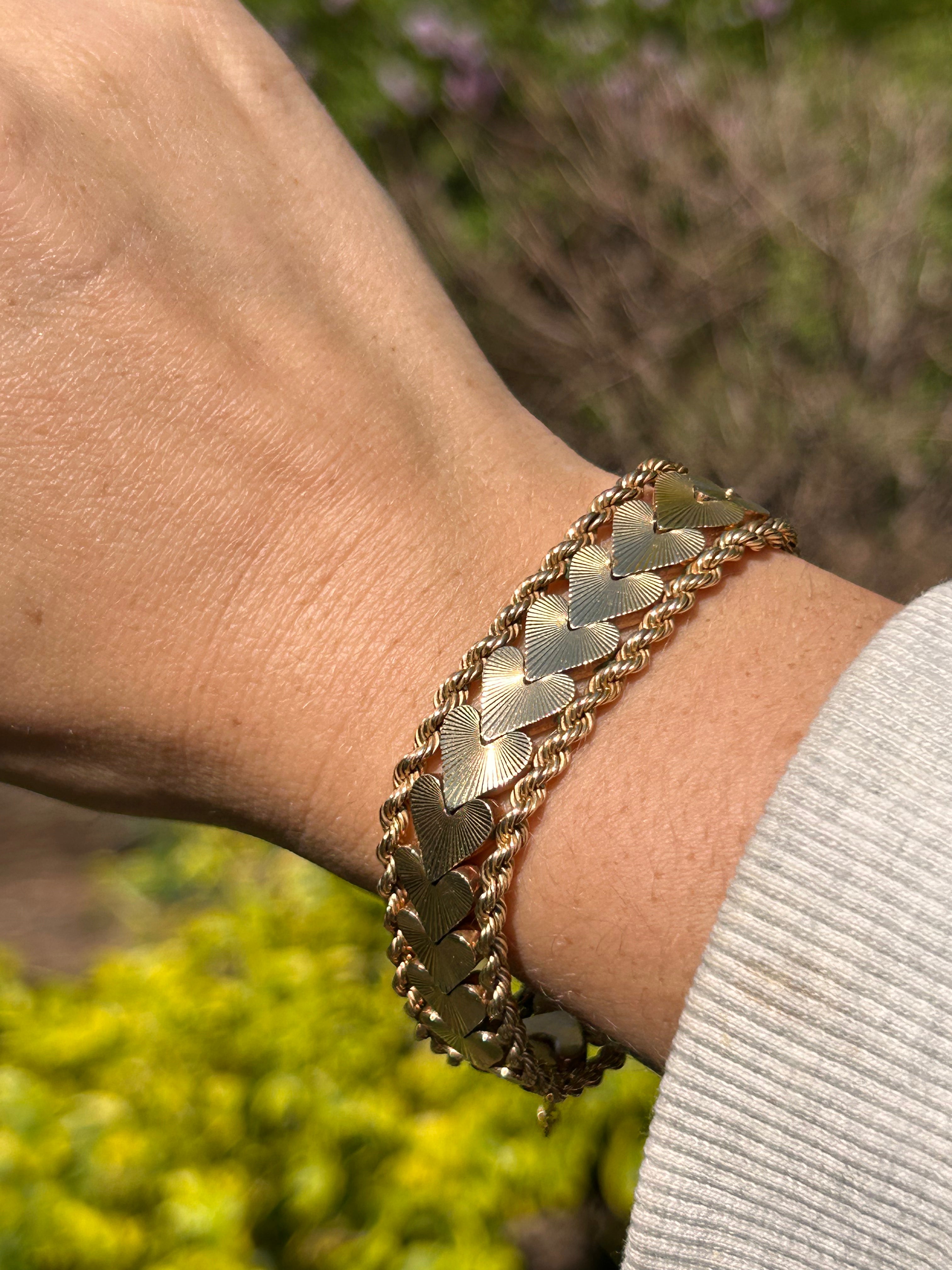Engine Turned Heart Bracelet