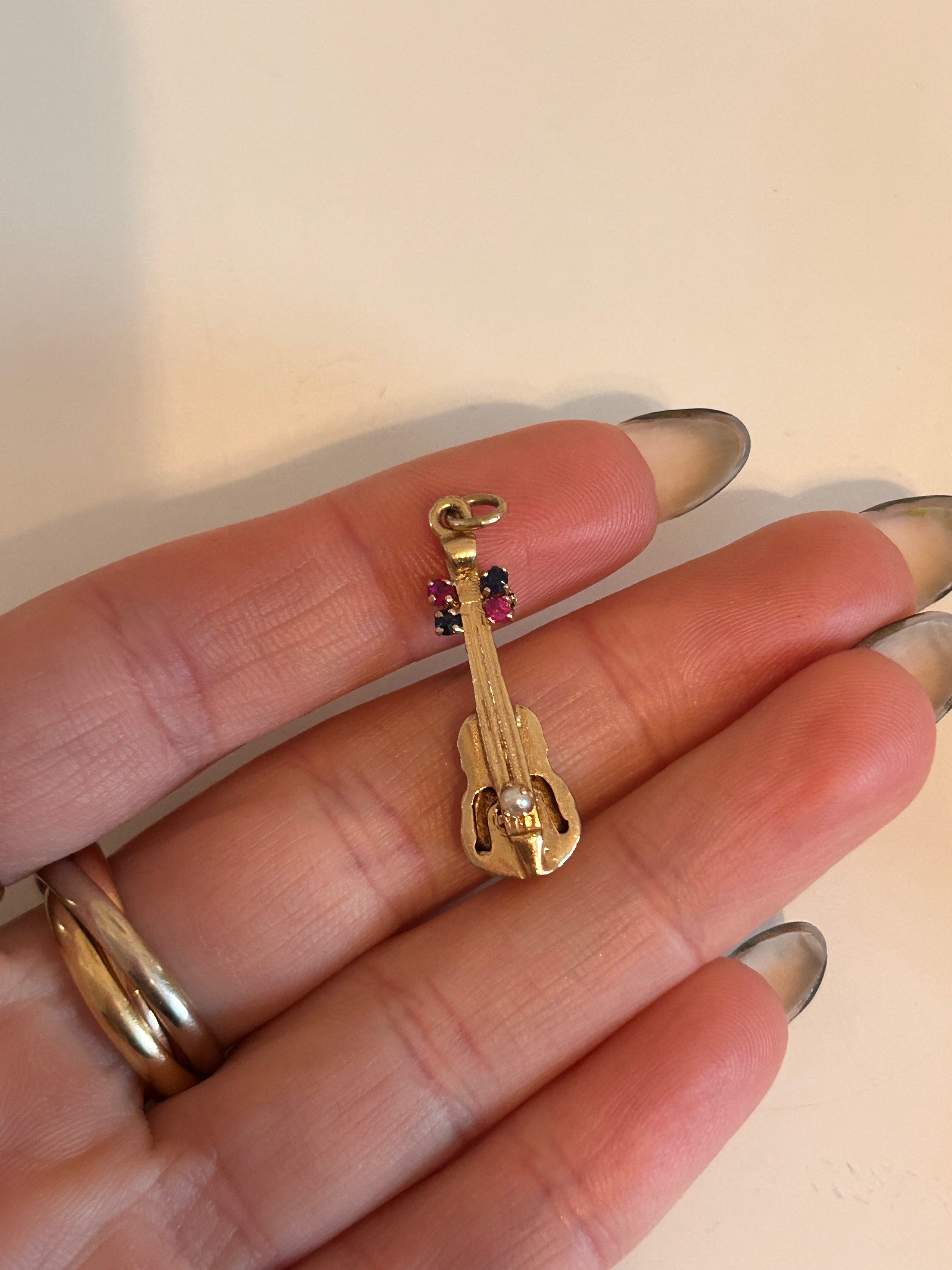 Gemstone Violin Charm