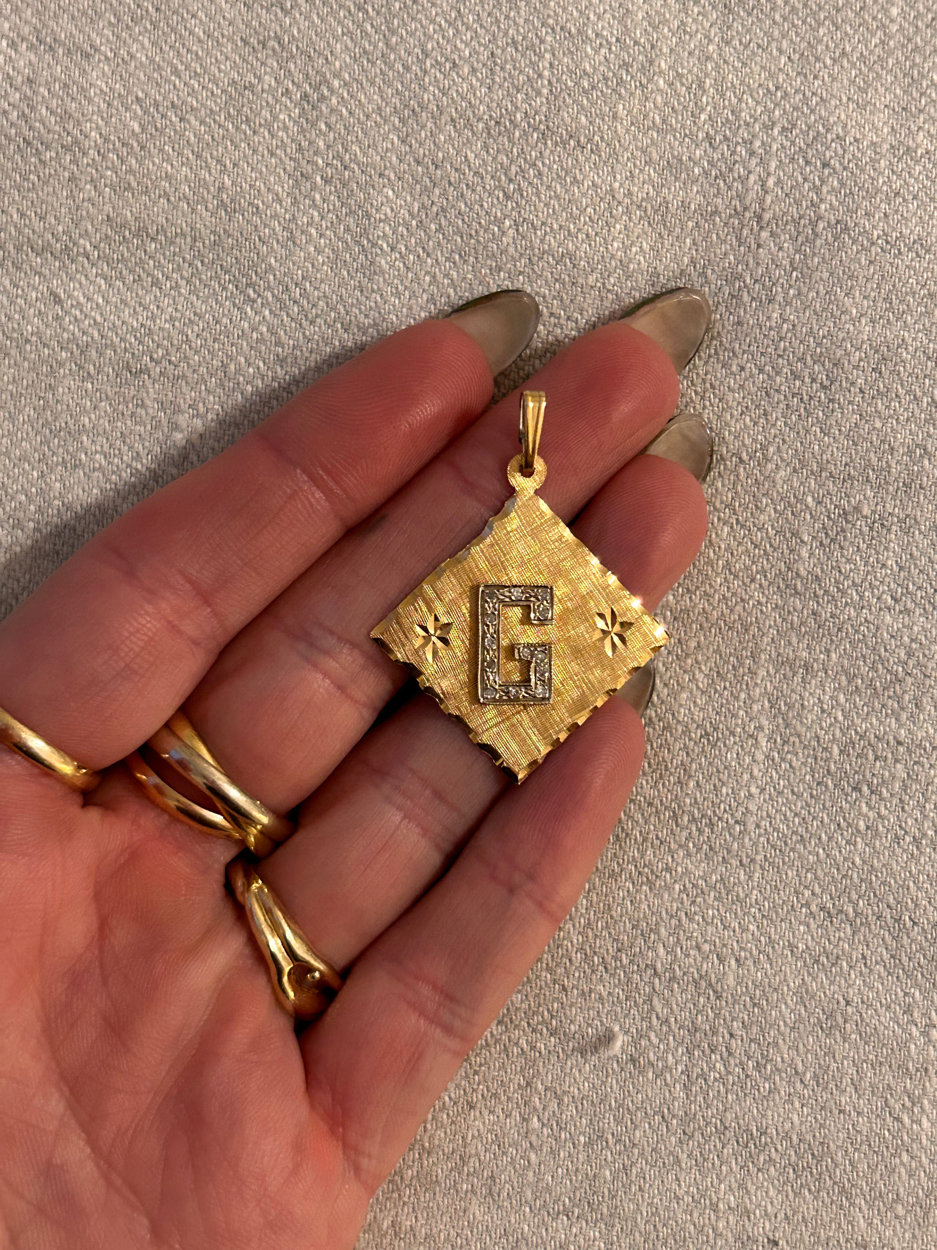 Diamond G Charm