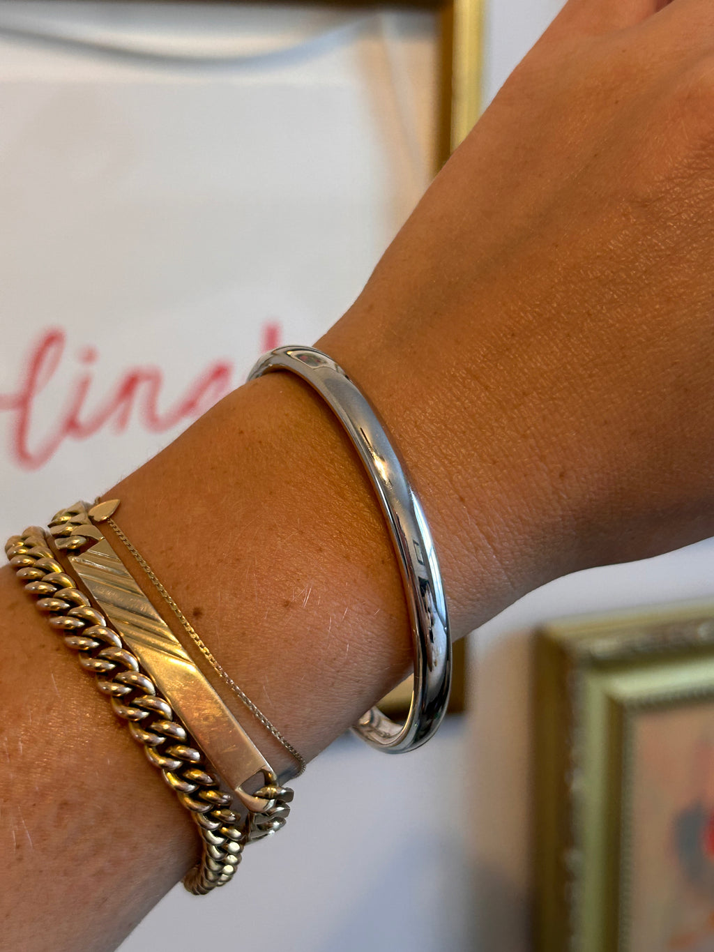 White Gold Snap Bangle