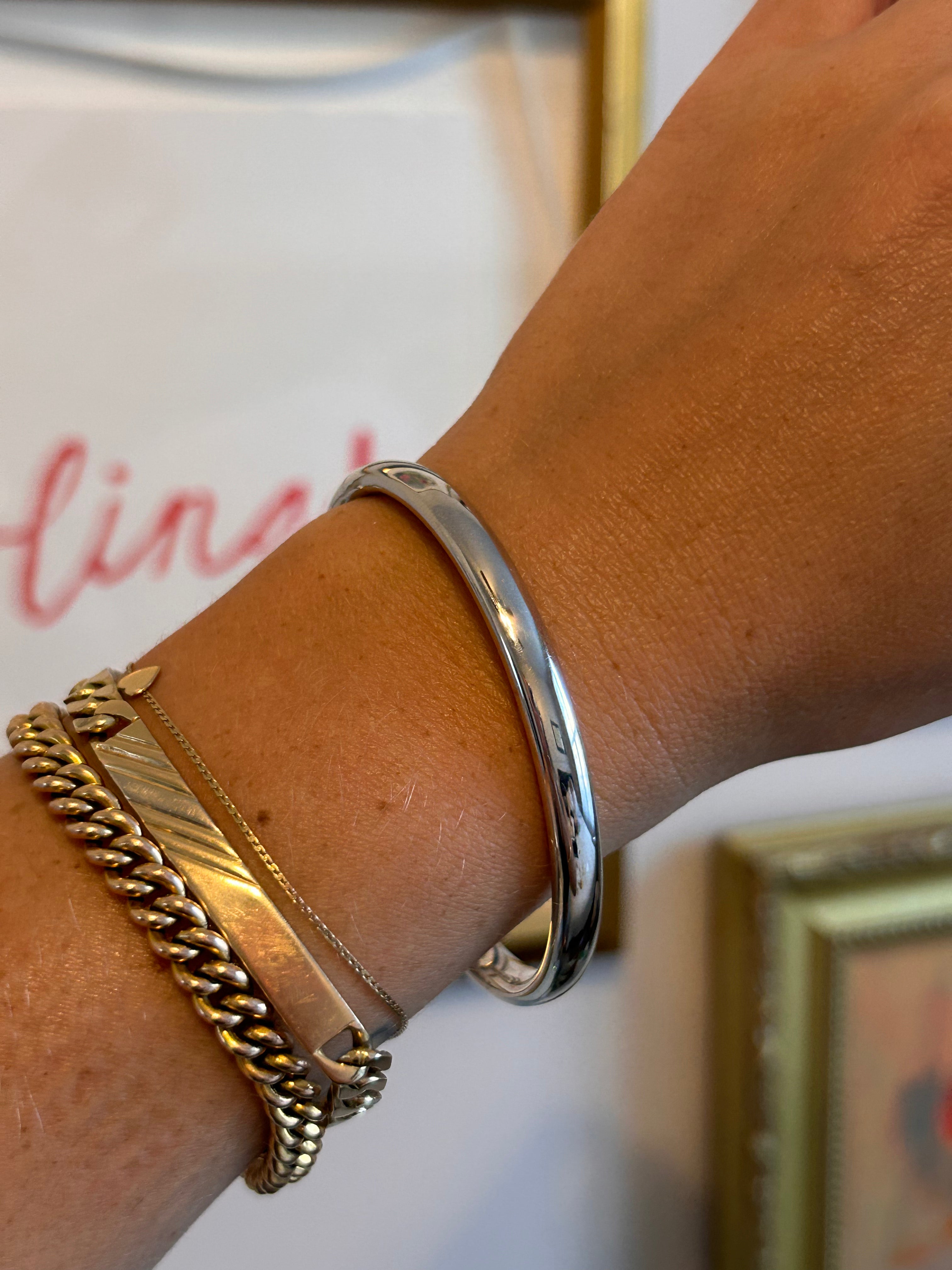 White Gold Snap Bangle