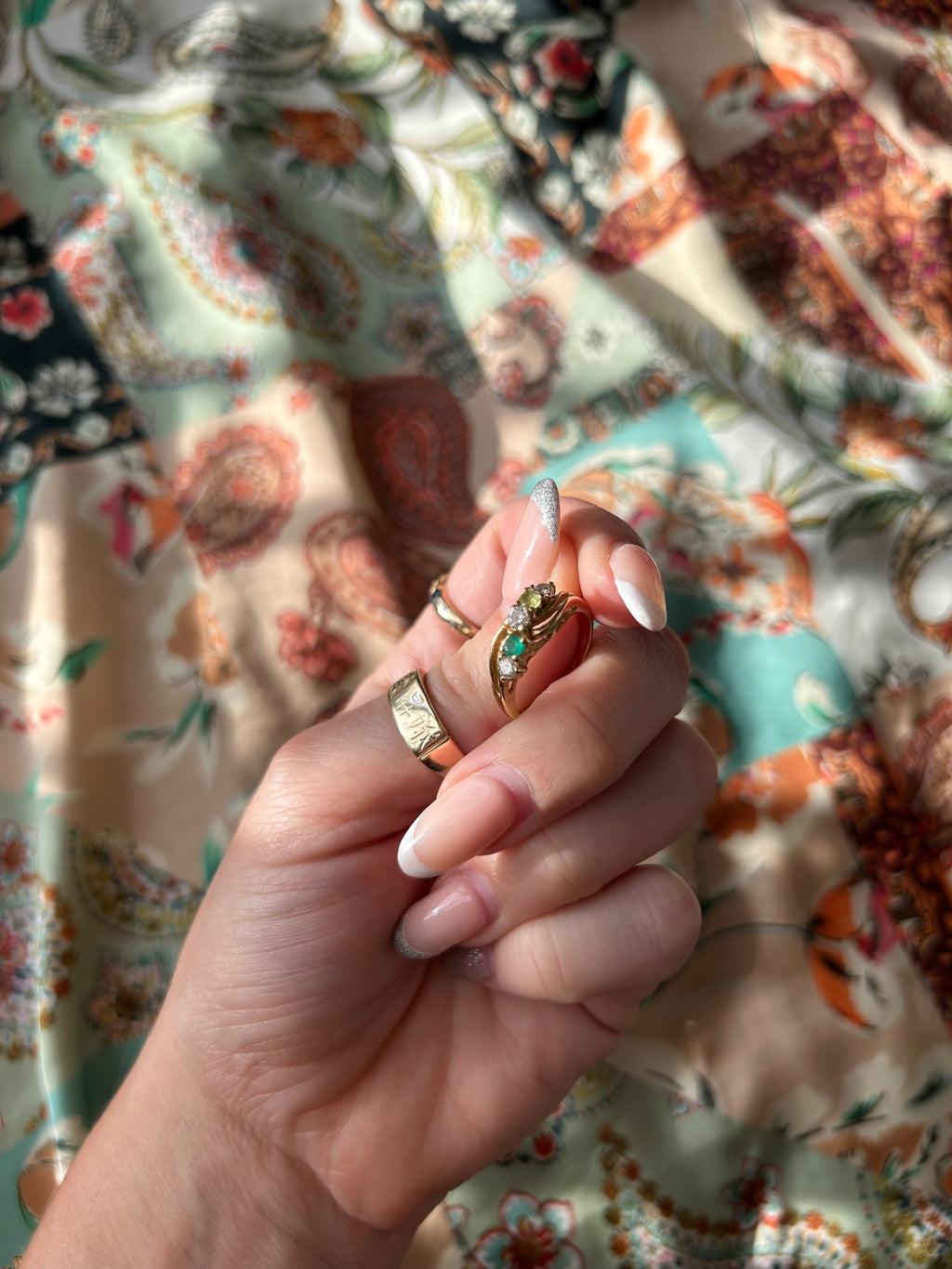 Peridot Emerald Diamond Ring