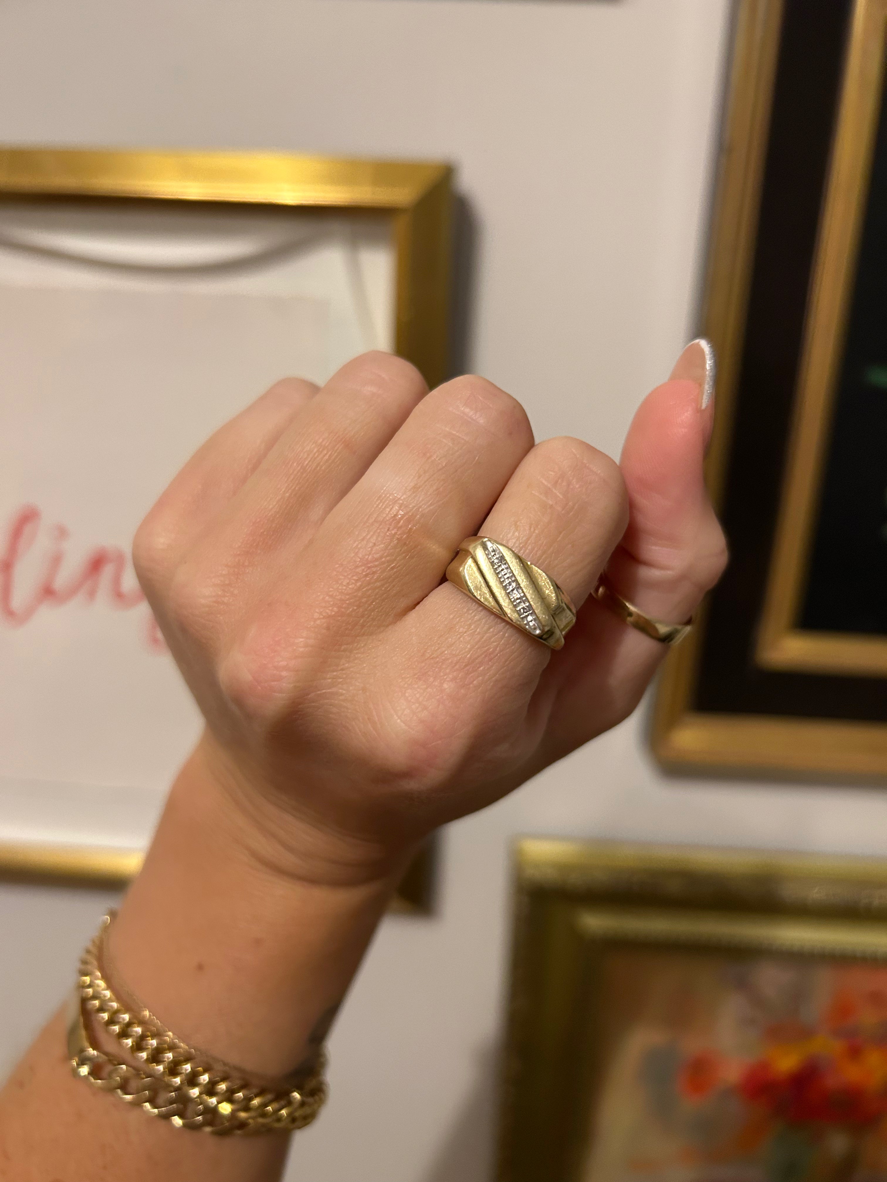 Diamond Square Signet Ring