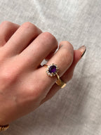 Amethyst Diamond Halo Ring