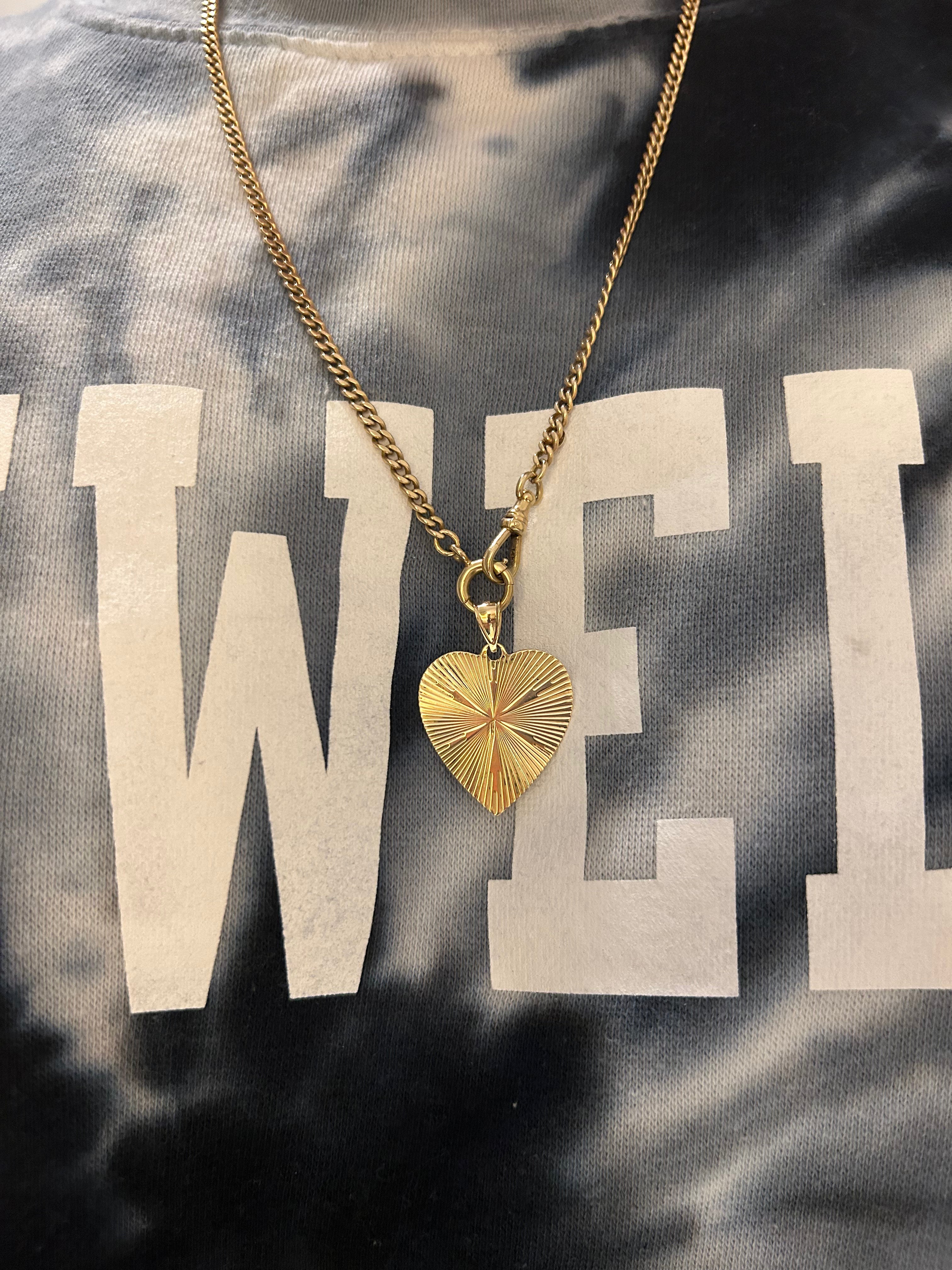 Engine Turned Heart Charm