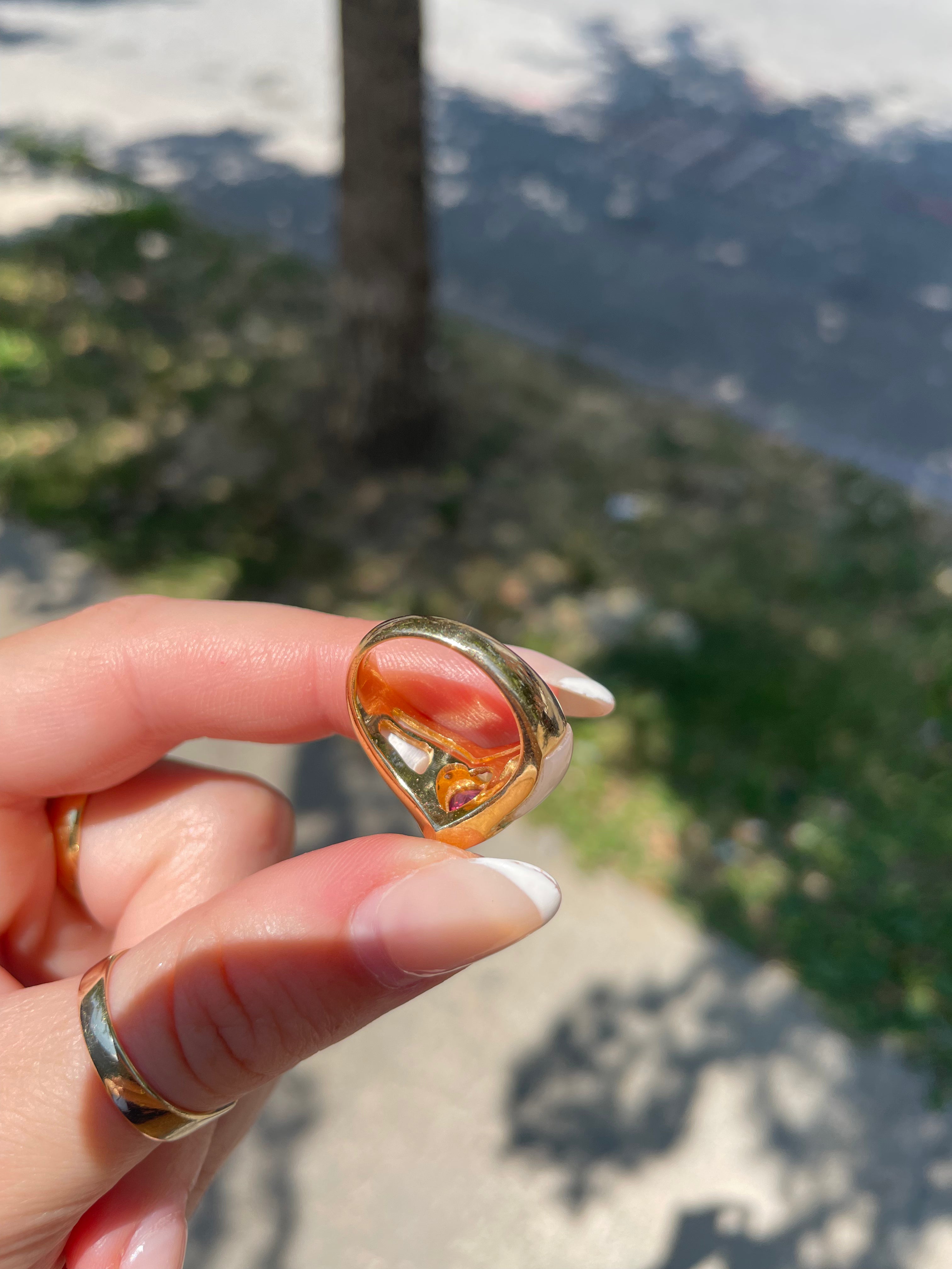 Mother of Pearl Ruby Heart Ring