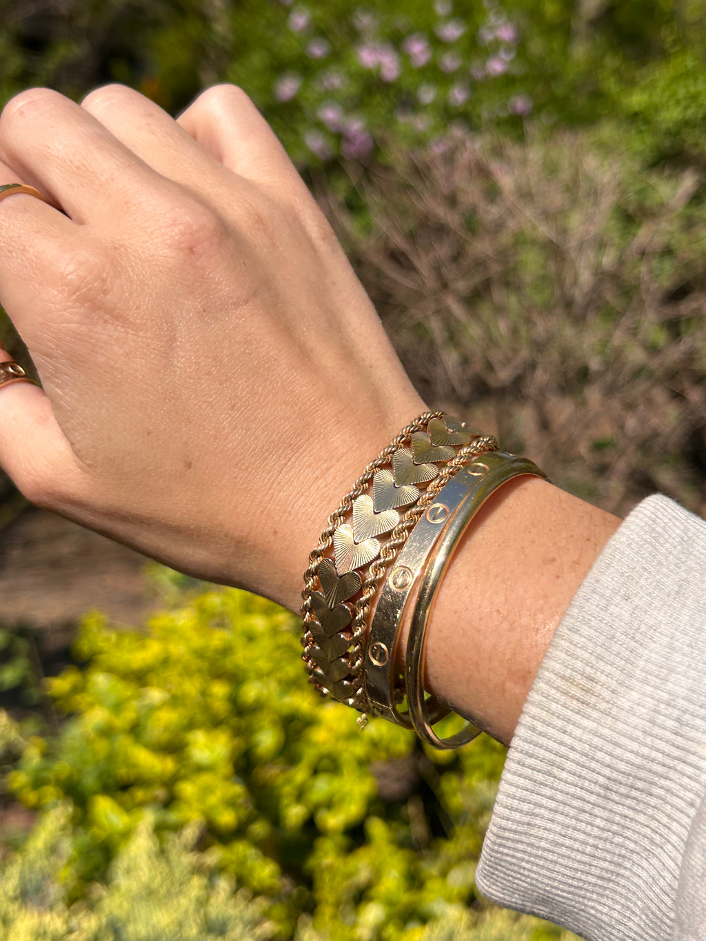Engine Turned Heart Bracelet