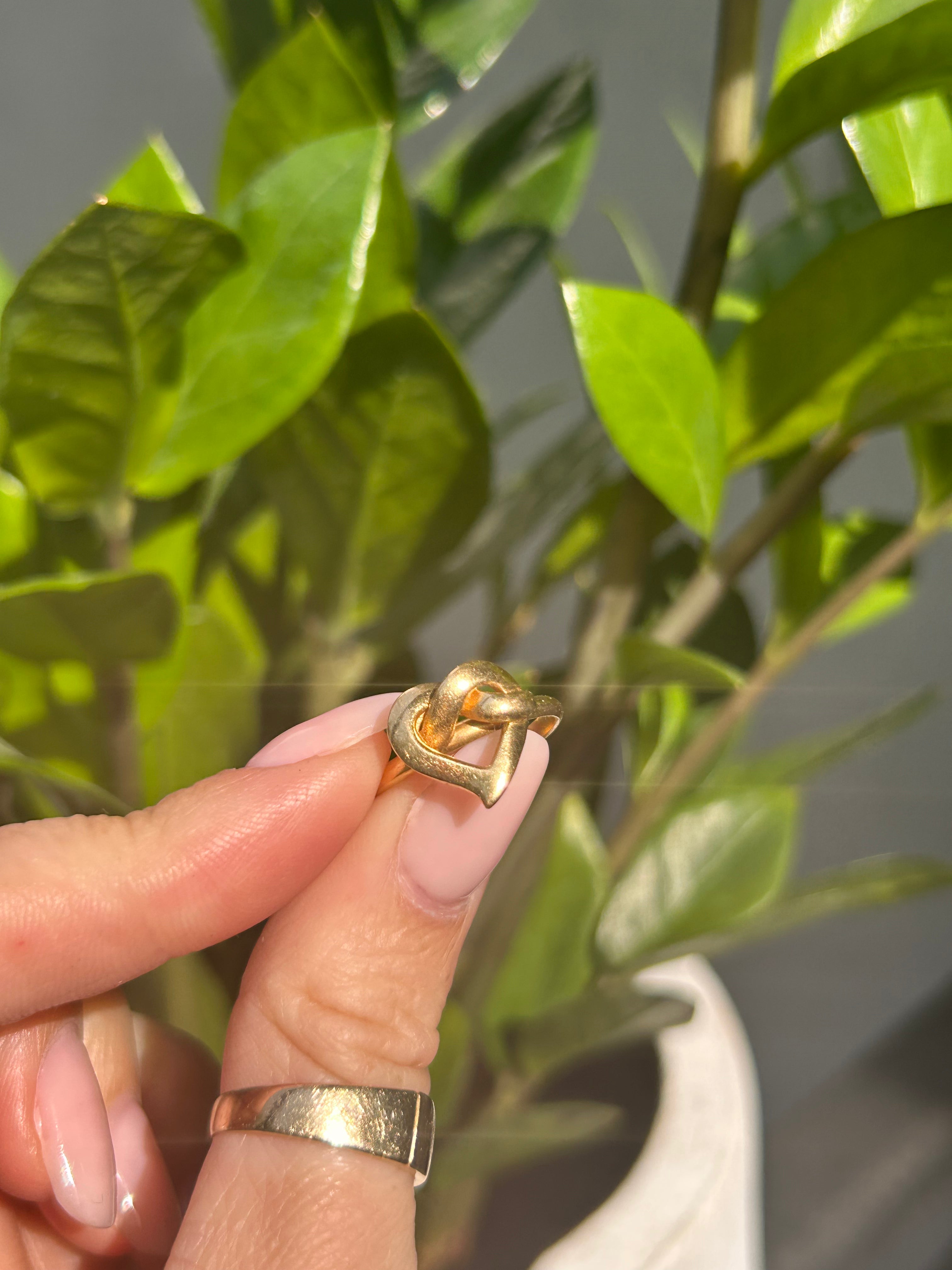 Knotted Heart Adjustable Ring