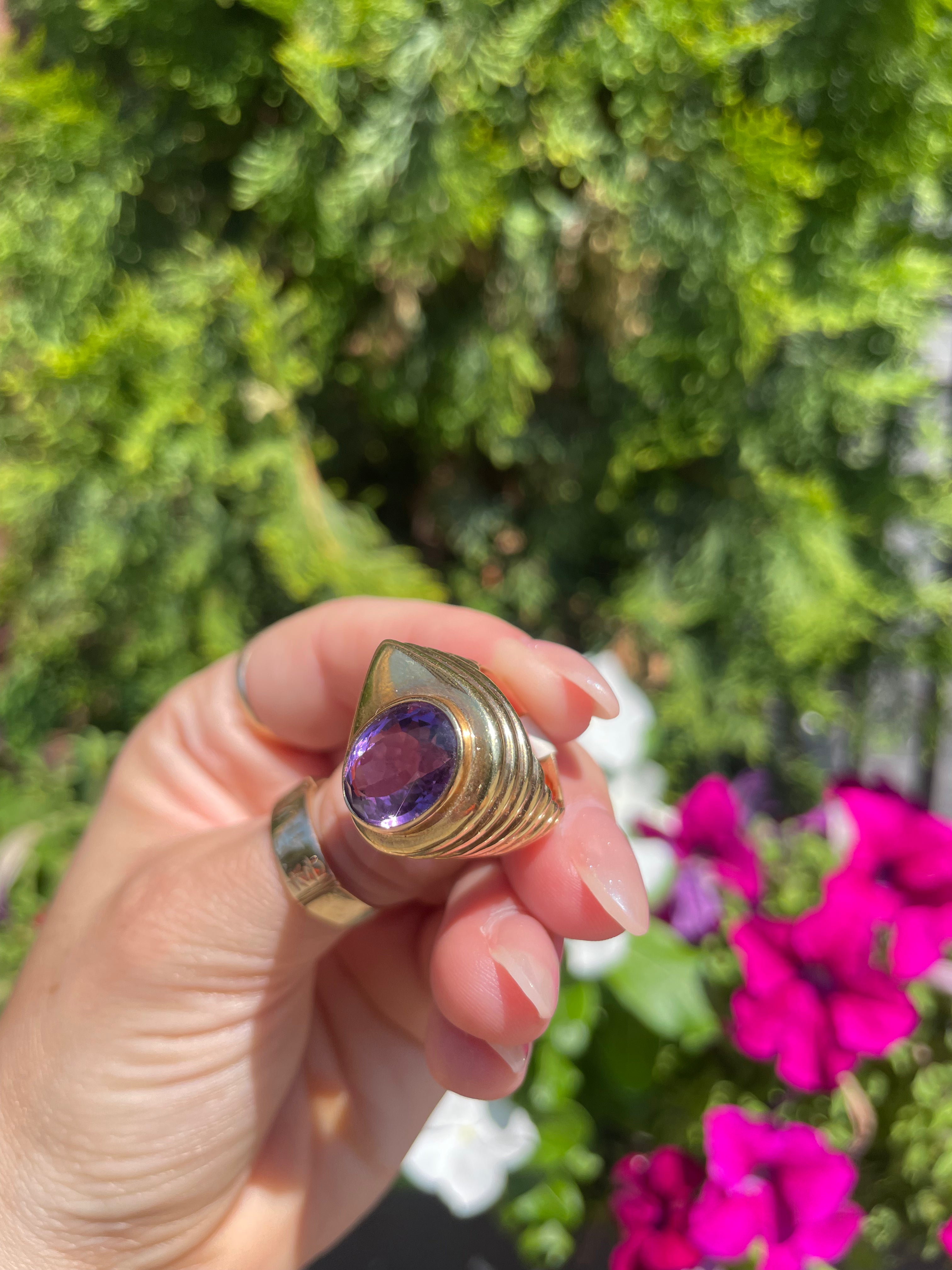 Amethyst UFO Ring