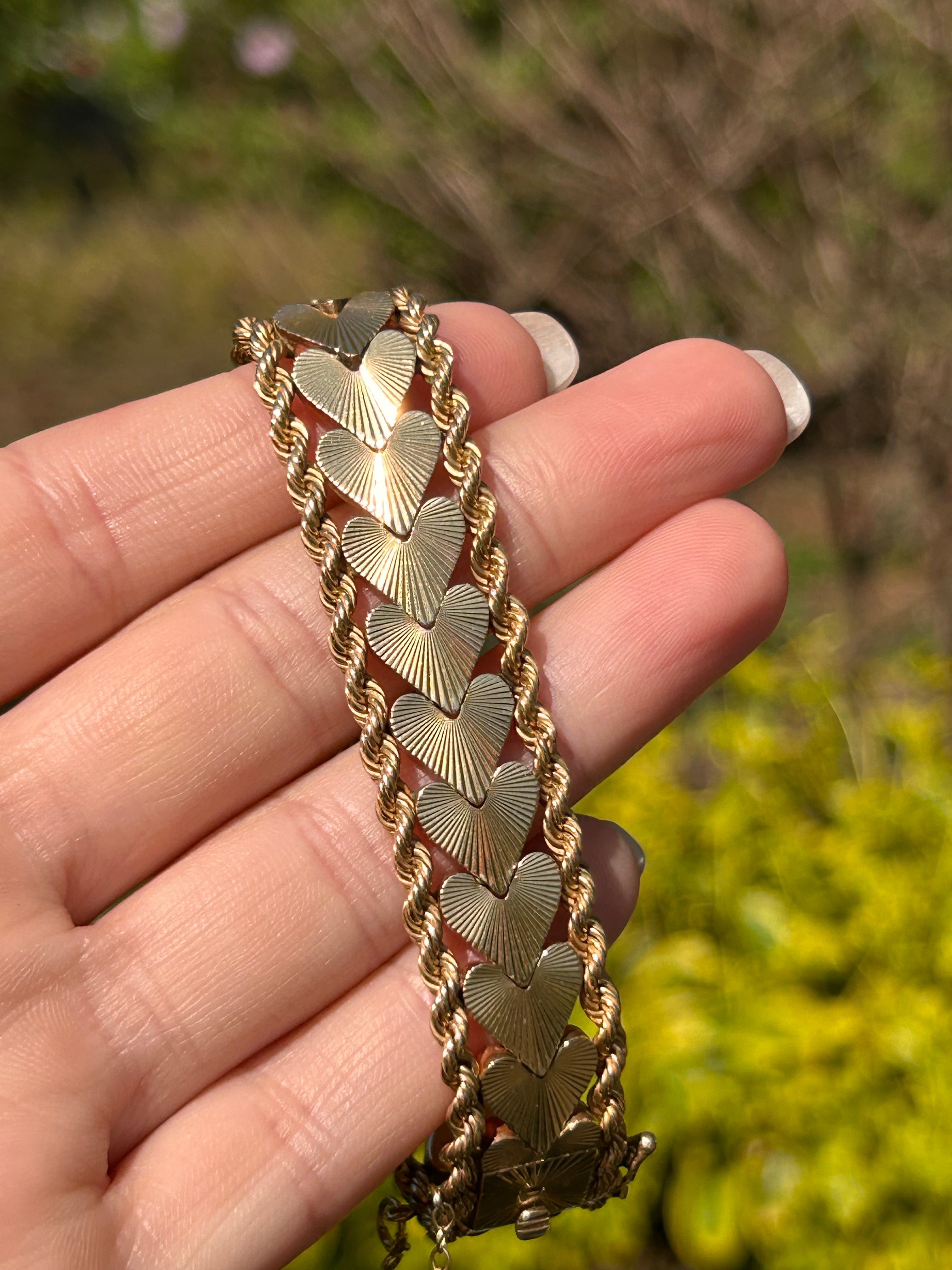 Engine Turned Heart Bracelet
