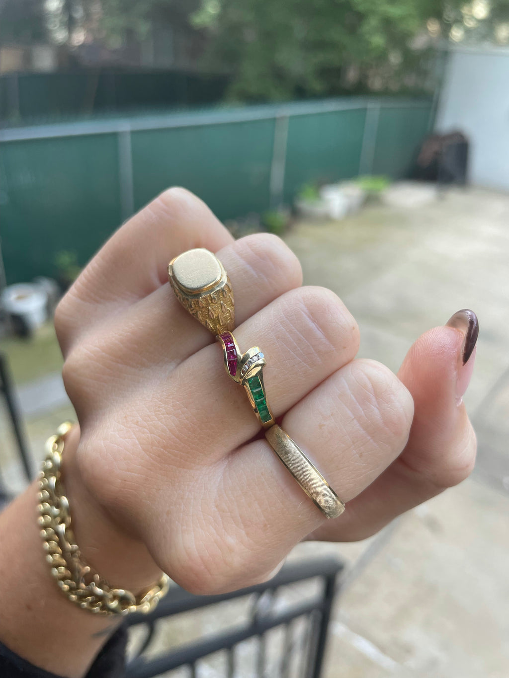 Vintage Ruby, Emerald & Diamond Ring